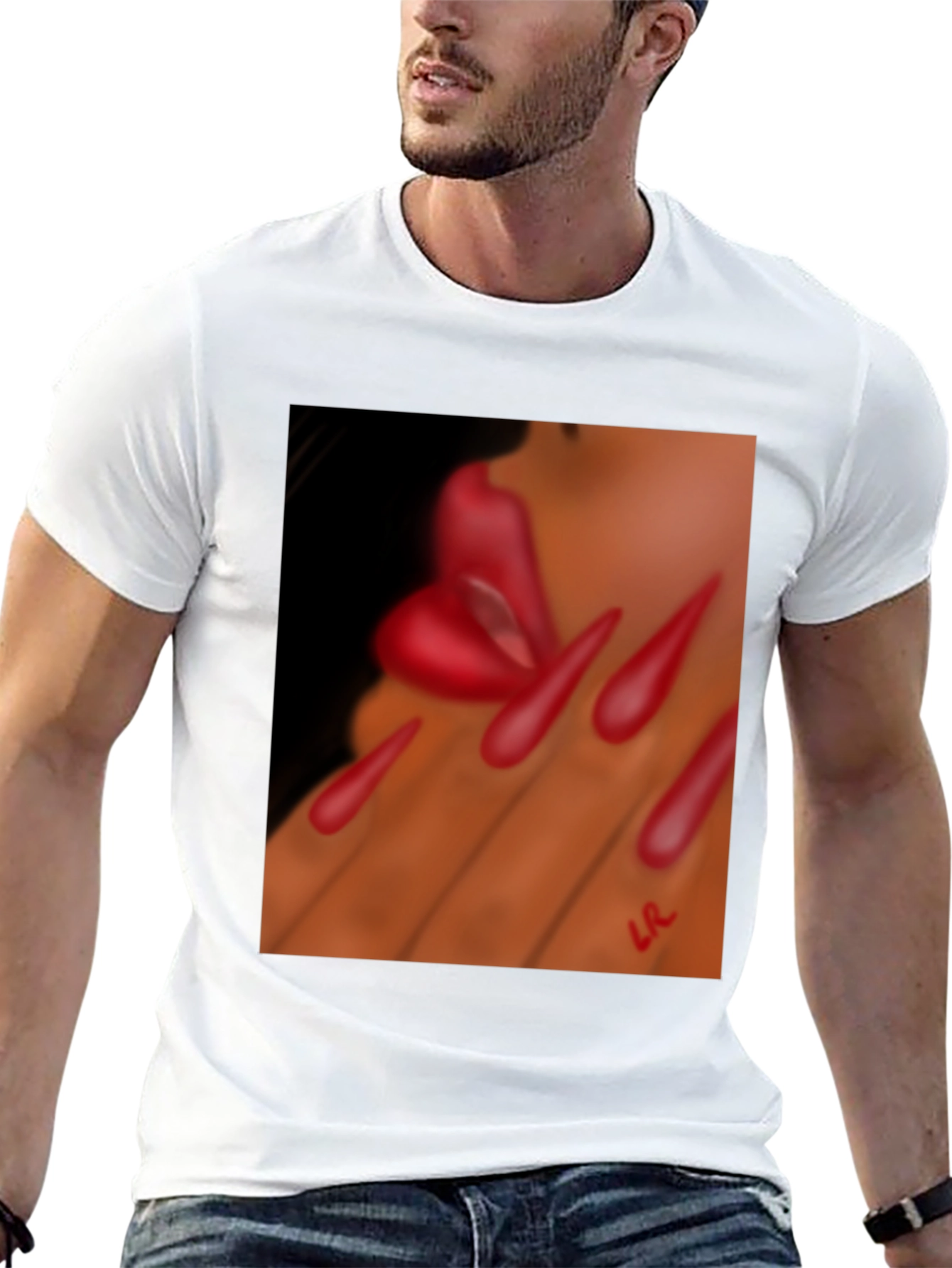 Black Lips and Nail Art Graphic T-Shirt view 13