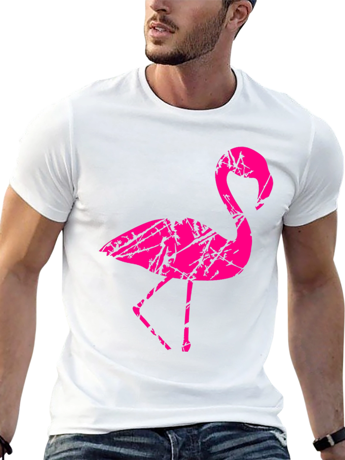 Black Men's Black Flamingo Graphic T-Shirt view 13