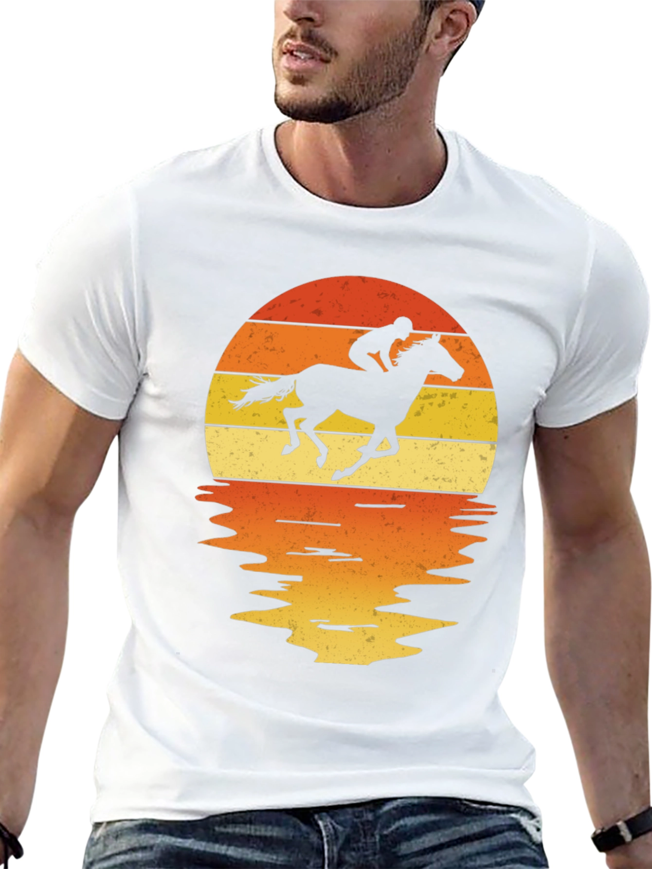 Black Horse Rider Sunset Graphic Tee view 13