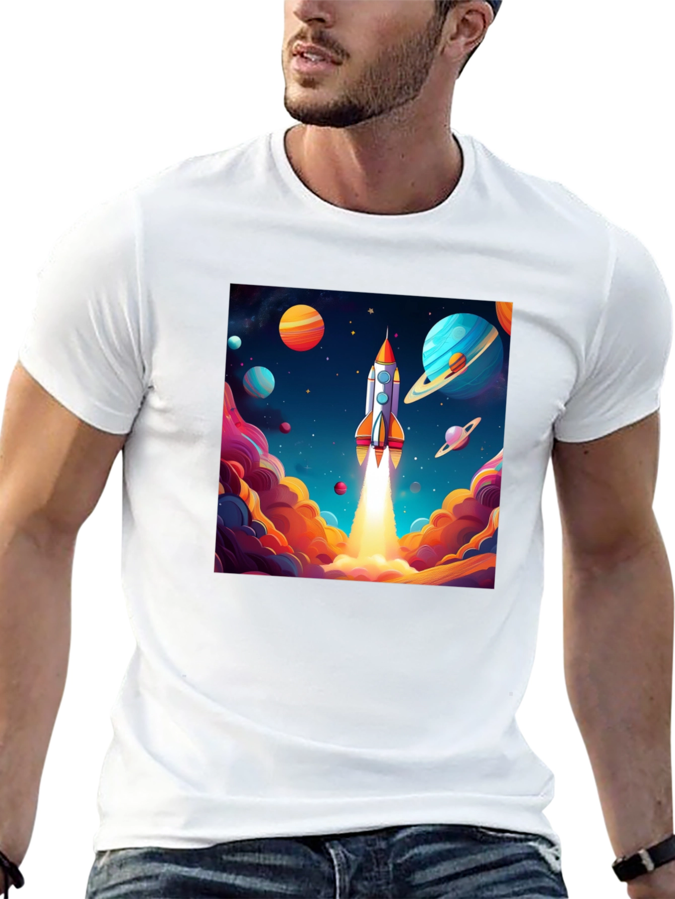 Black Rocket Launch T-Shirt - Space Adventure Design view 13