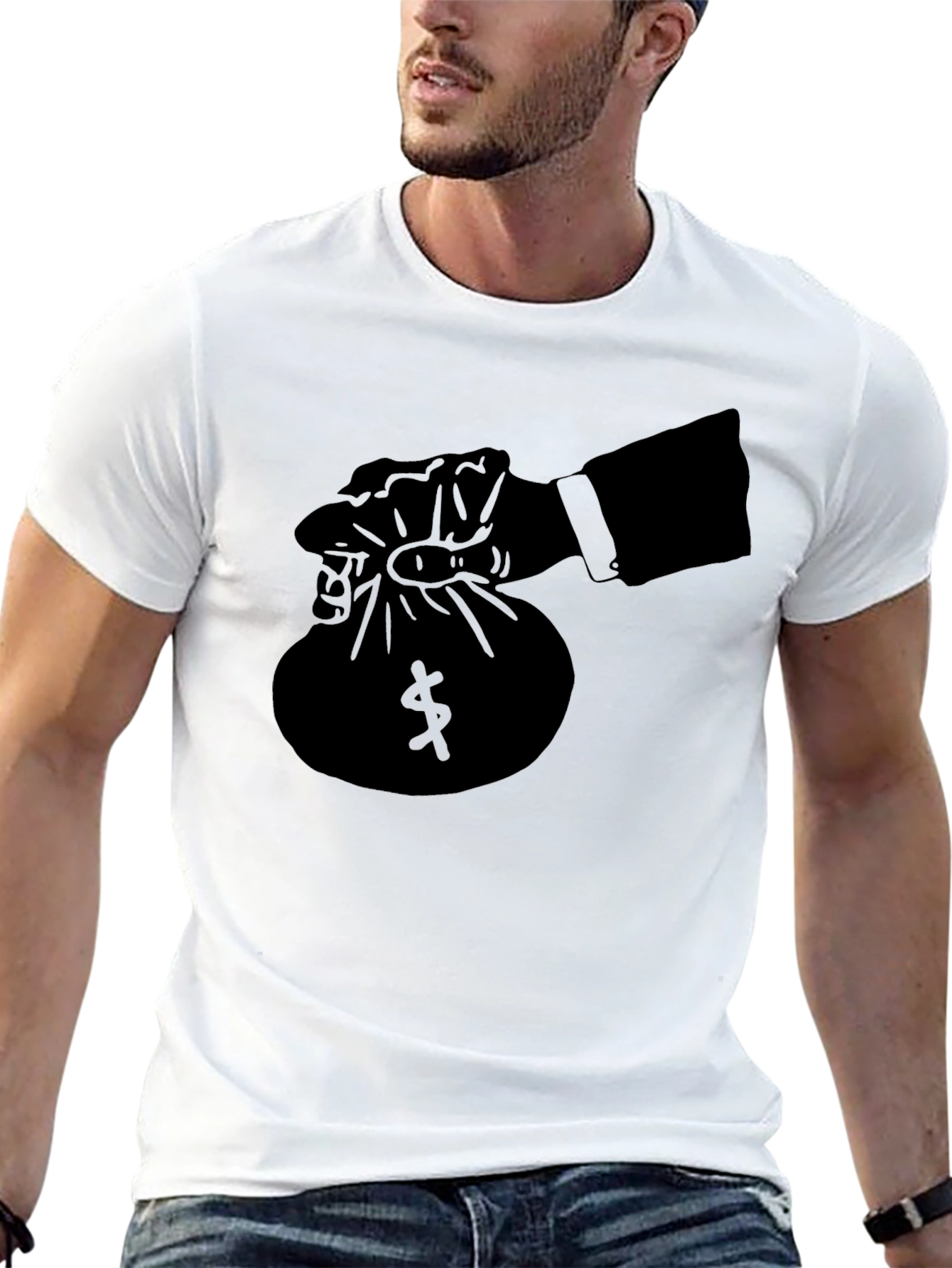 Black Money Bag Graphic Tee - Black view 13