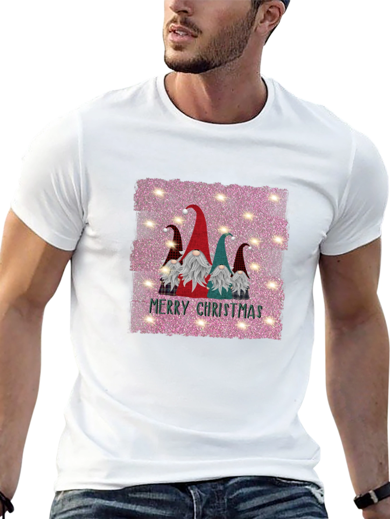 Gnome Merry Christmas Black T-Shirt - 13