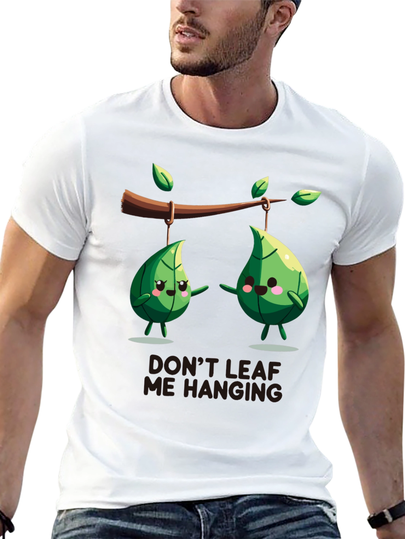Black Funny Don't Leaf Me Hanging Graphic T-Shirt view 13