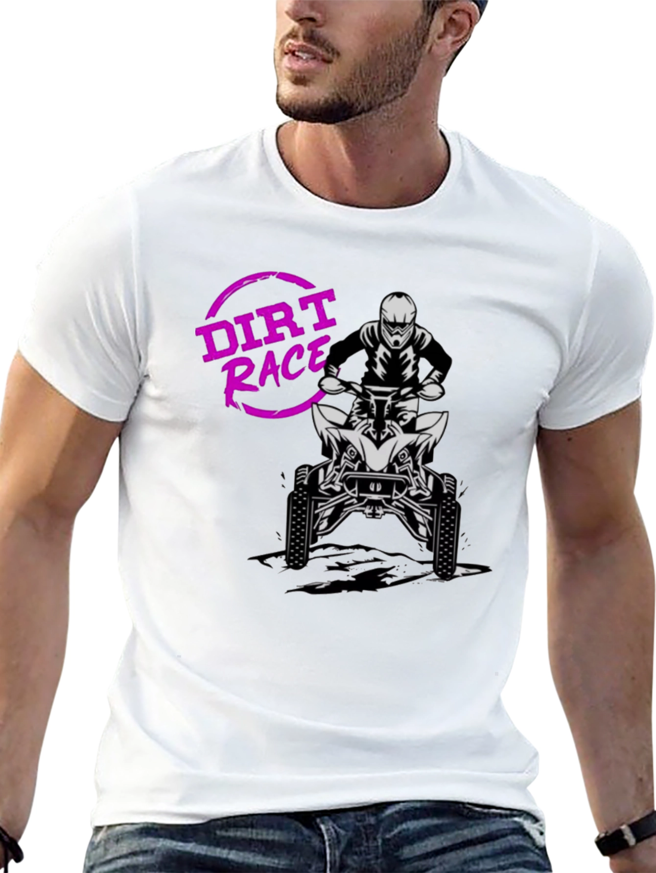 Black Dirt Race ATV Rider Graphic T-Shirt view 13