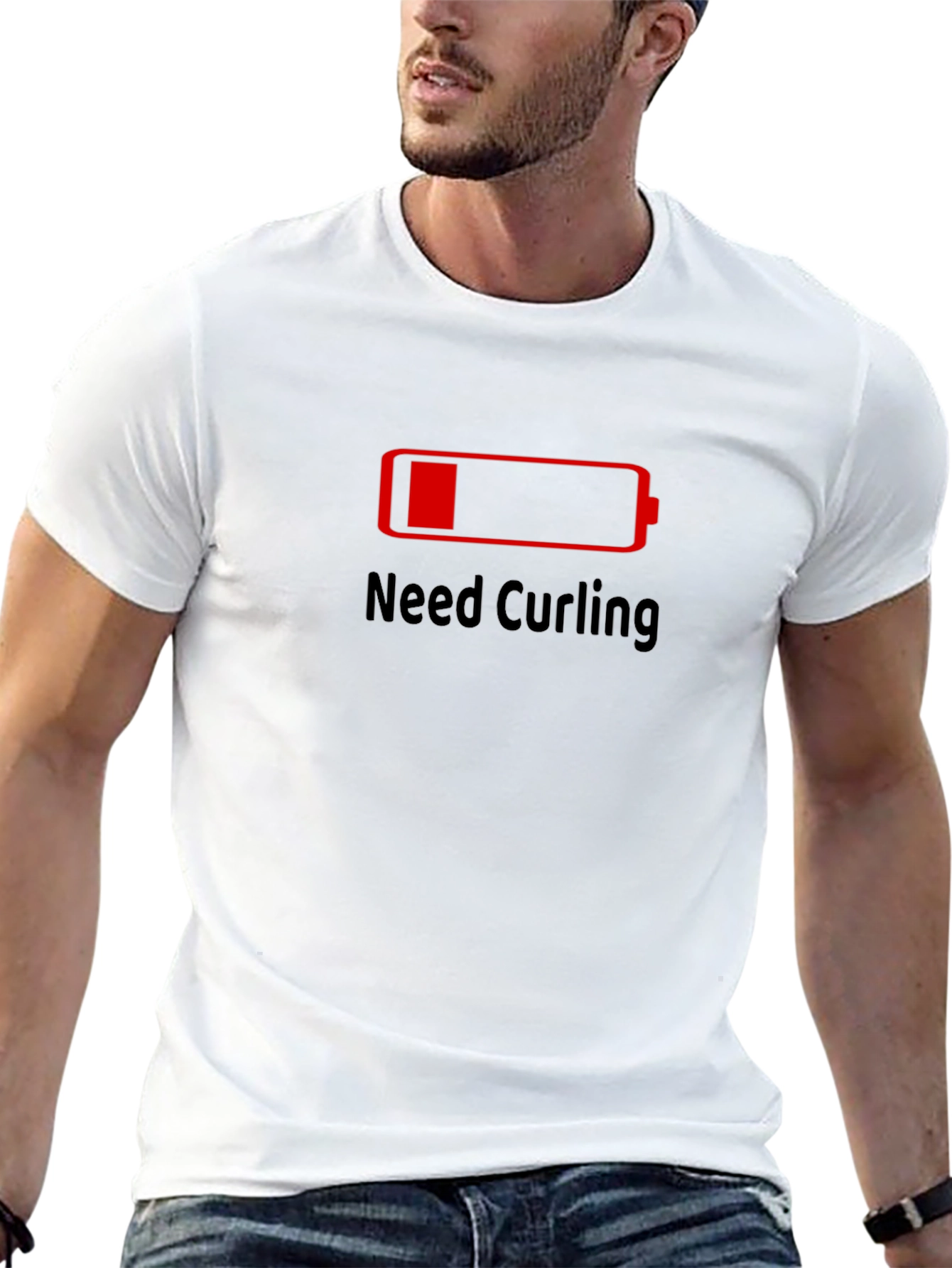 Black Need Curling Low Battery Graphic T-Shirt view 13