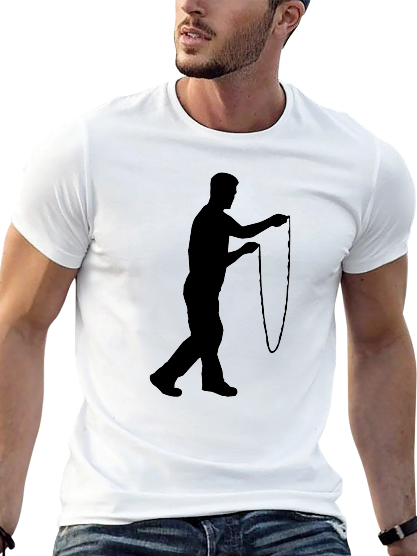 Black Man's Silhouette Fisherman Graphic Black T-Shirt view 13