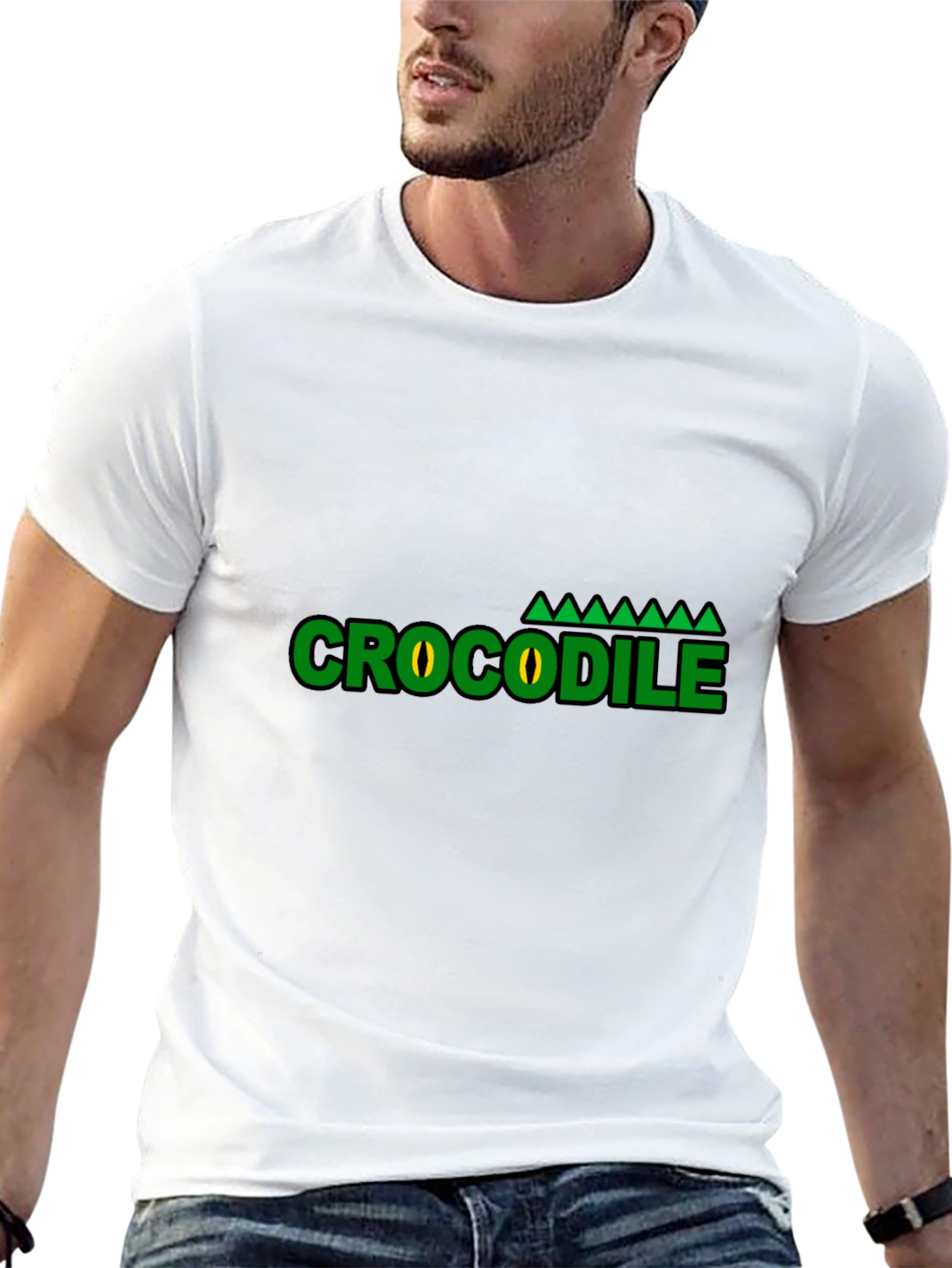 Black Crocodile Graphic T-Shirt - Green Eye Design view 13