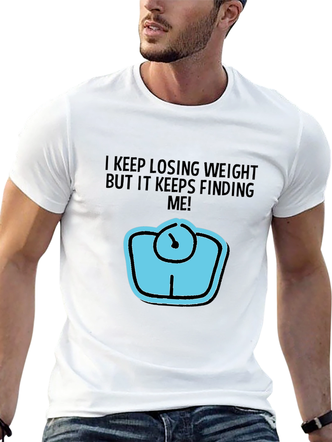 Black Humorous Weight Loss T-Shirt - I Keep Losing Weight! view 13