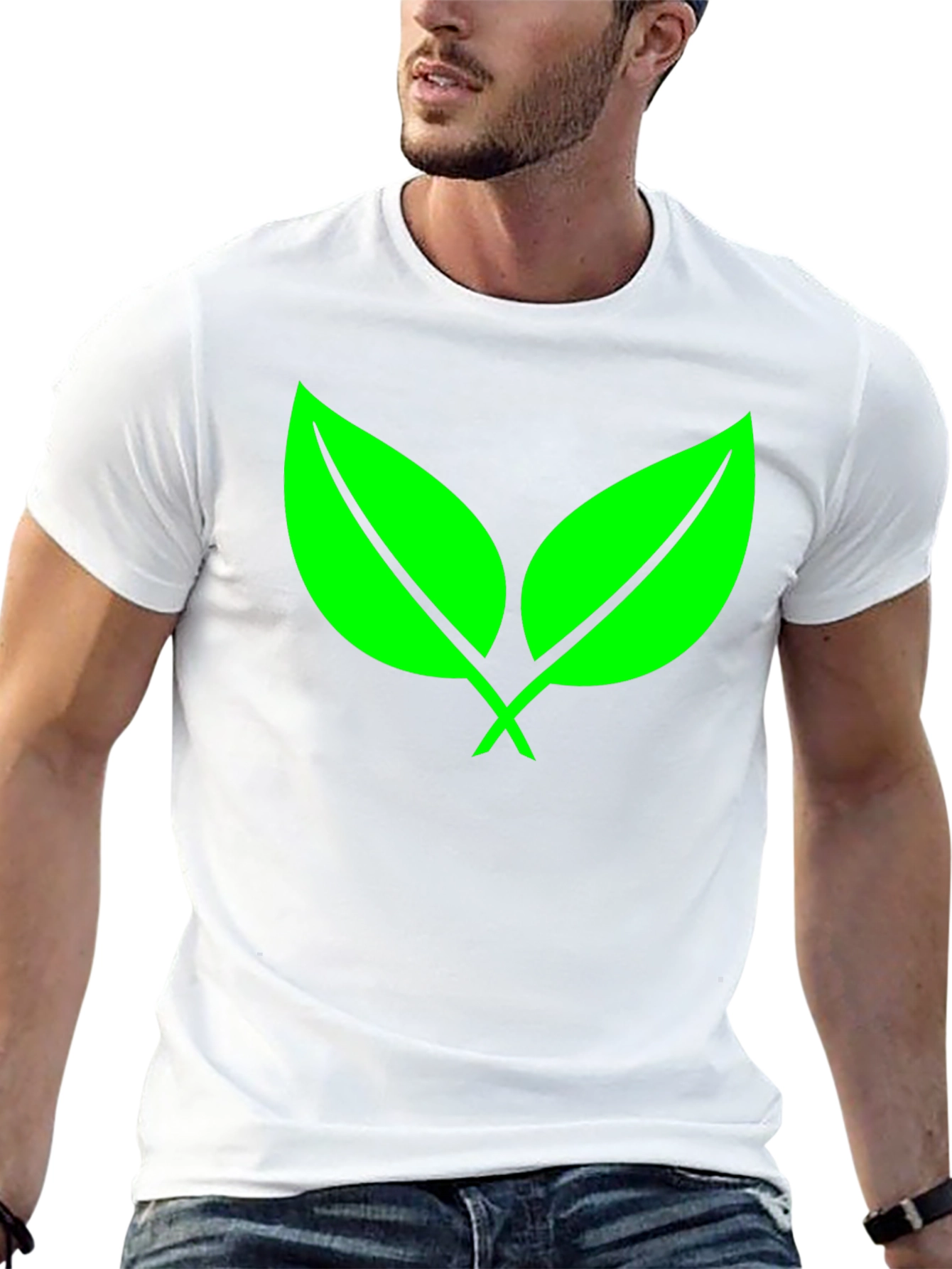 Black Eco-Friendly Green Leaf Black T-Shirt view 13