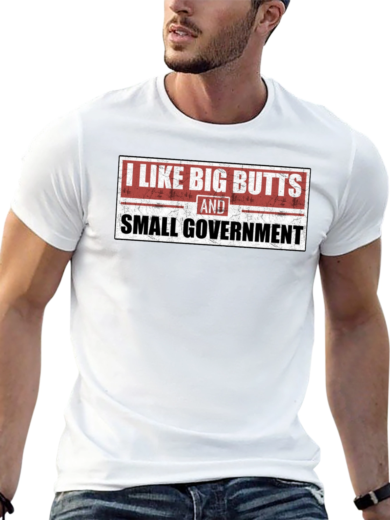Black I Like Big Butts and Small Government Black Tee view 13