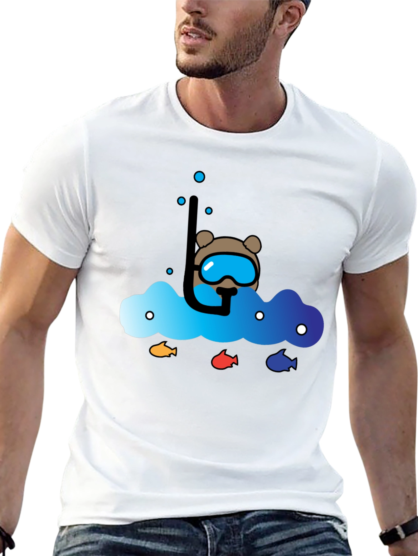 Black Scuba Bear Graphic Tee - Dive into Style! view 13