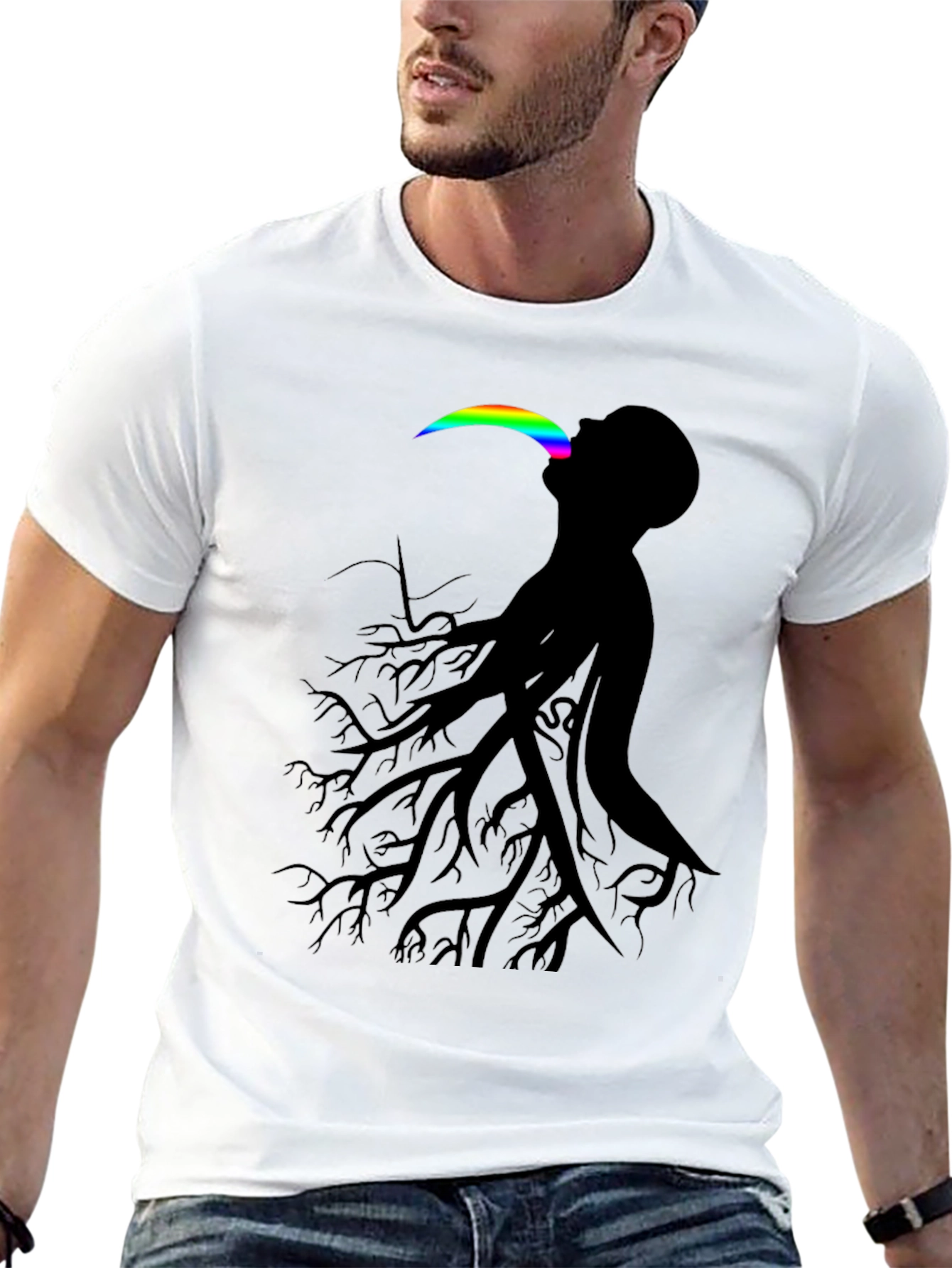 Black Abstract Tree Man Graphic Tee - Black view 13