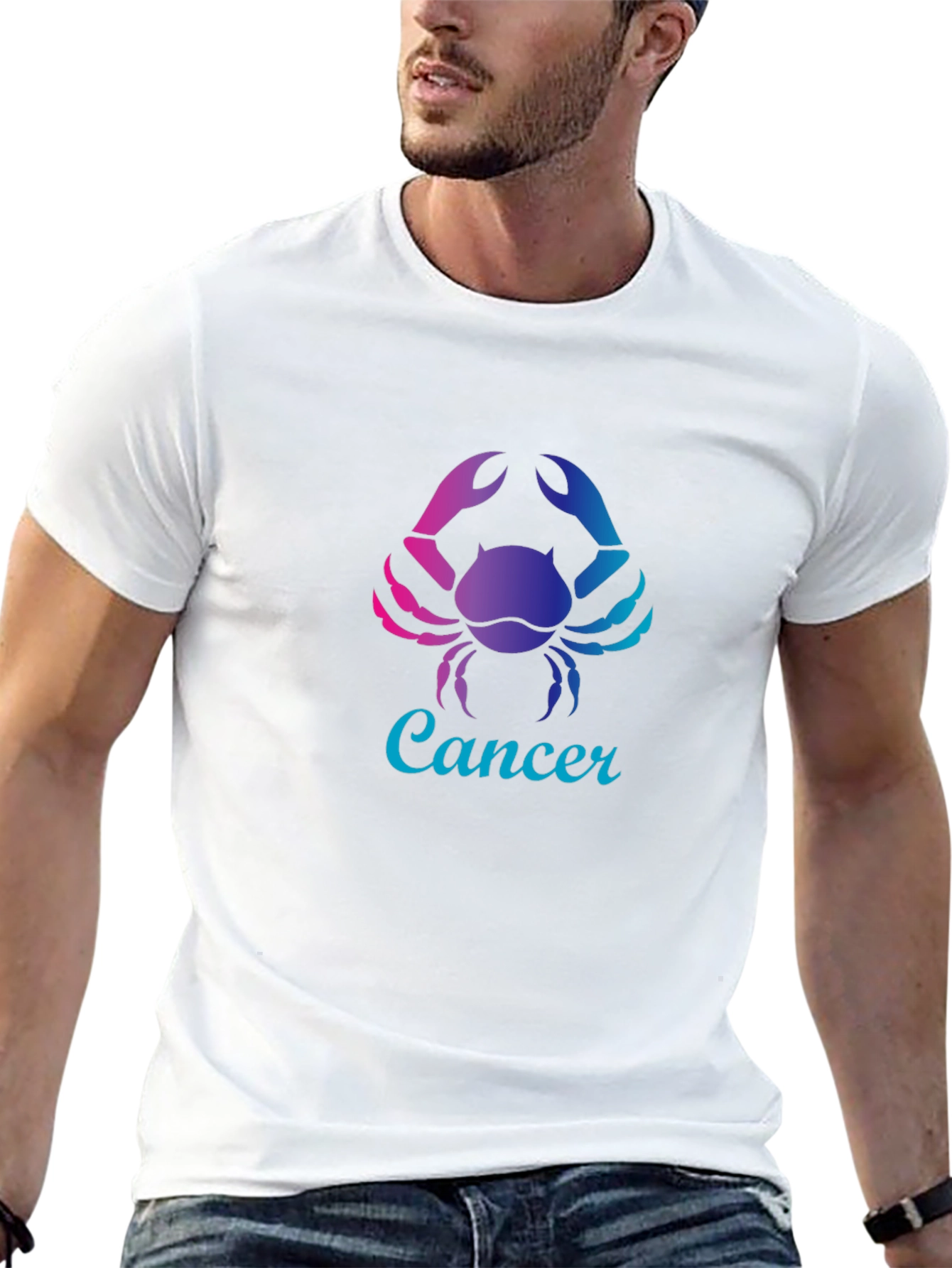Black Cancer Zodiac T-Shirt - Gradient Crab Design view 13