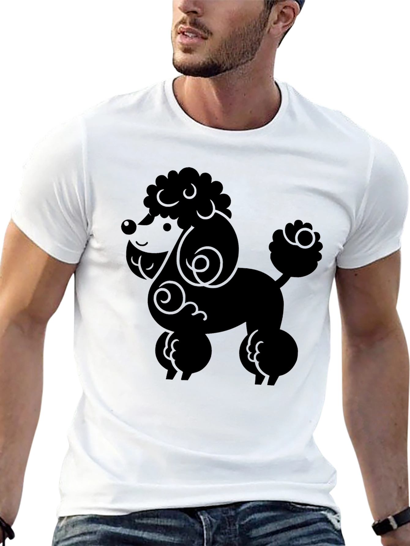 Black Poodle Graphic Tee - Stylish Black Dog Lover Shirt view 13