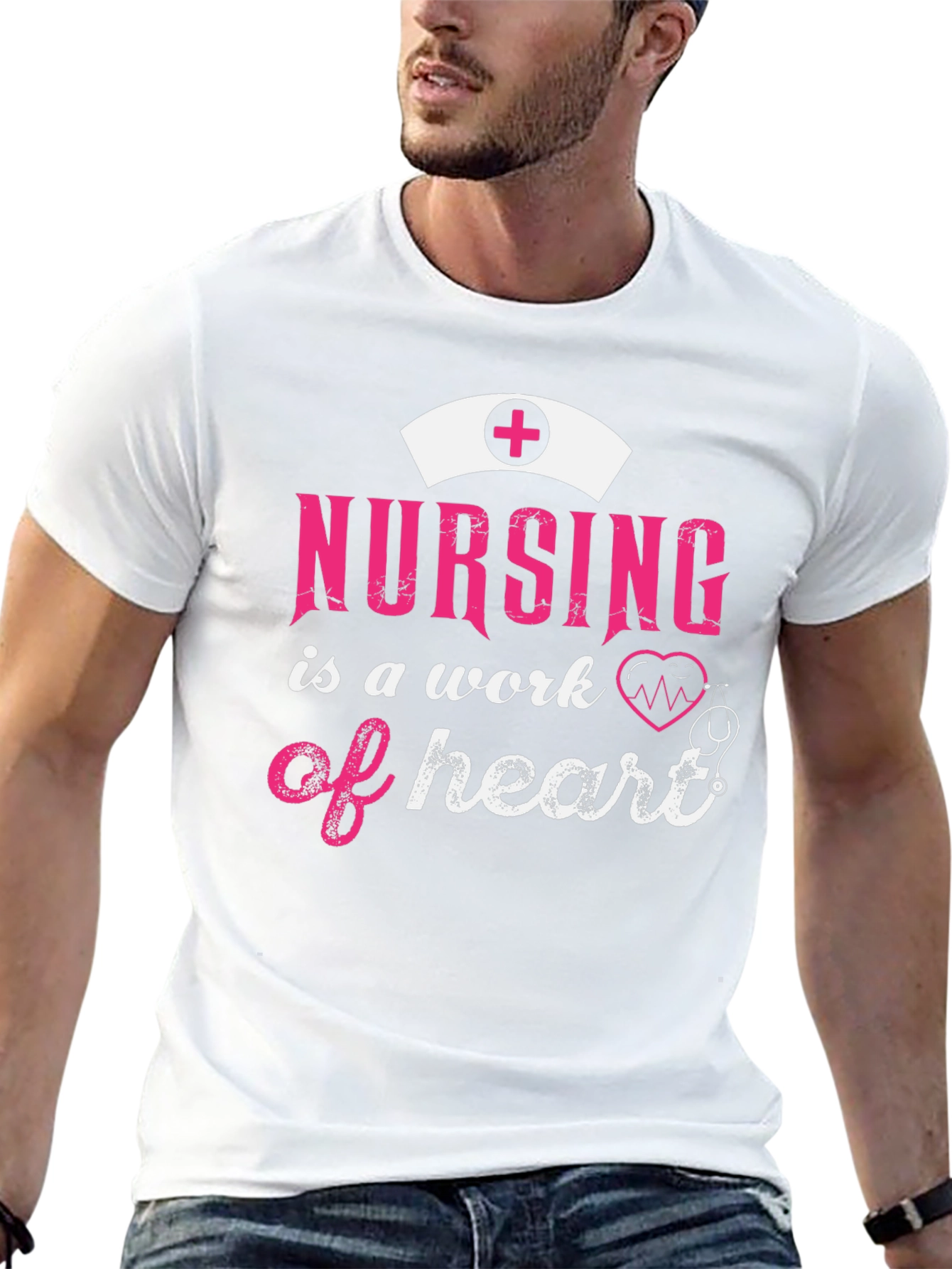 Black Nursing is a Work of Heart Graphic Tee view 13
