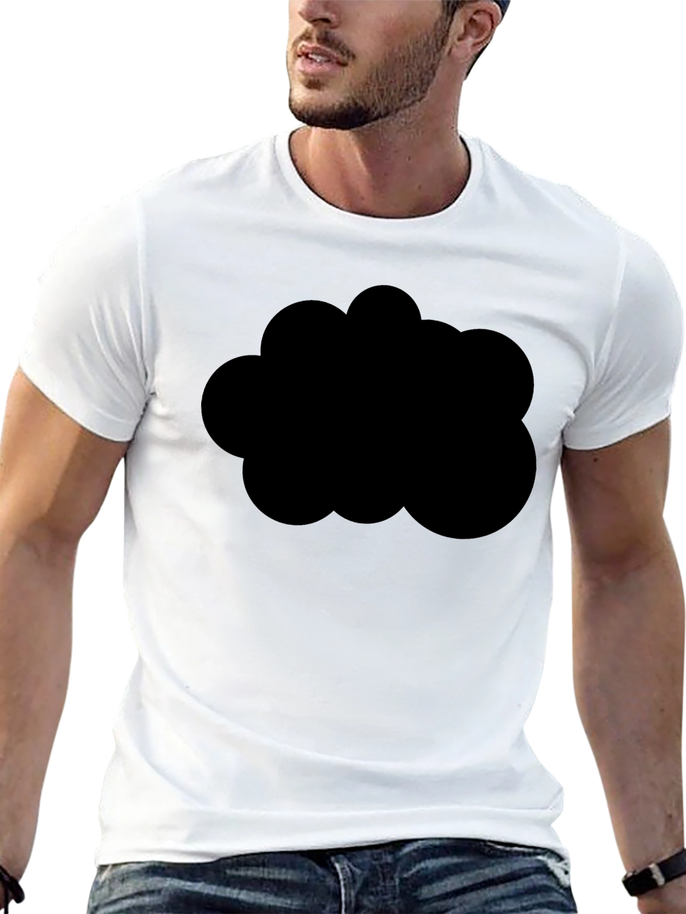 Black Black Graphic Tee - Abstract Cloud Design view 13