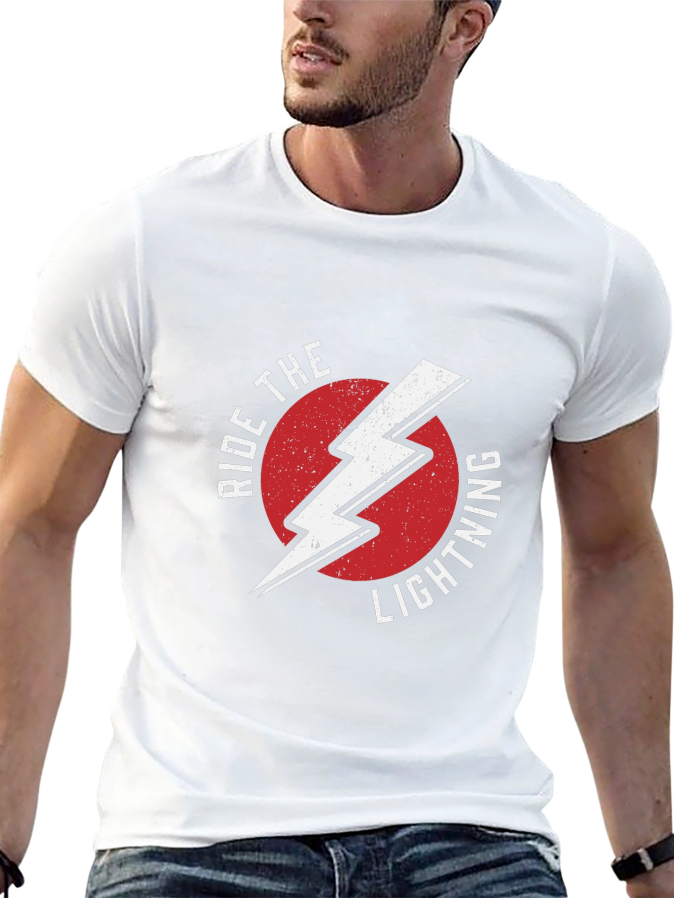 Black Ride The Lightning Graphic Tee - Black Cotton T-Shirt view 13