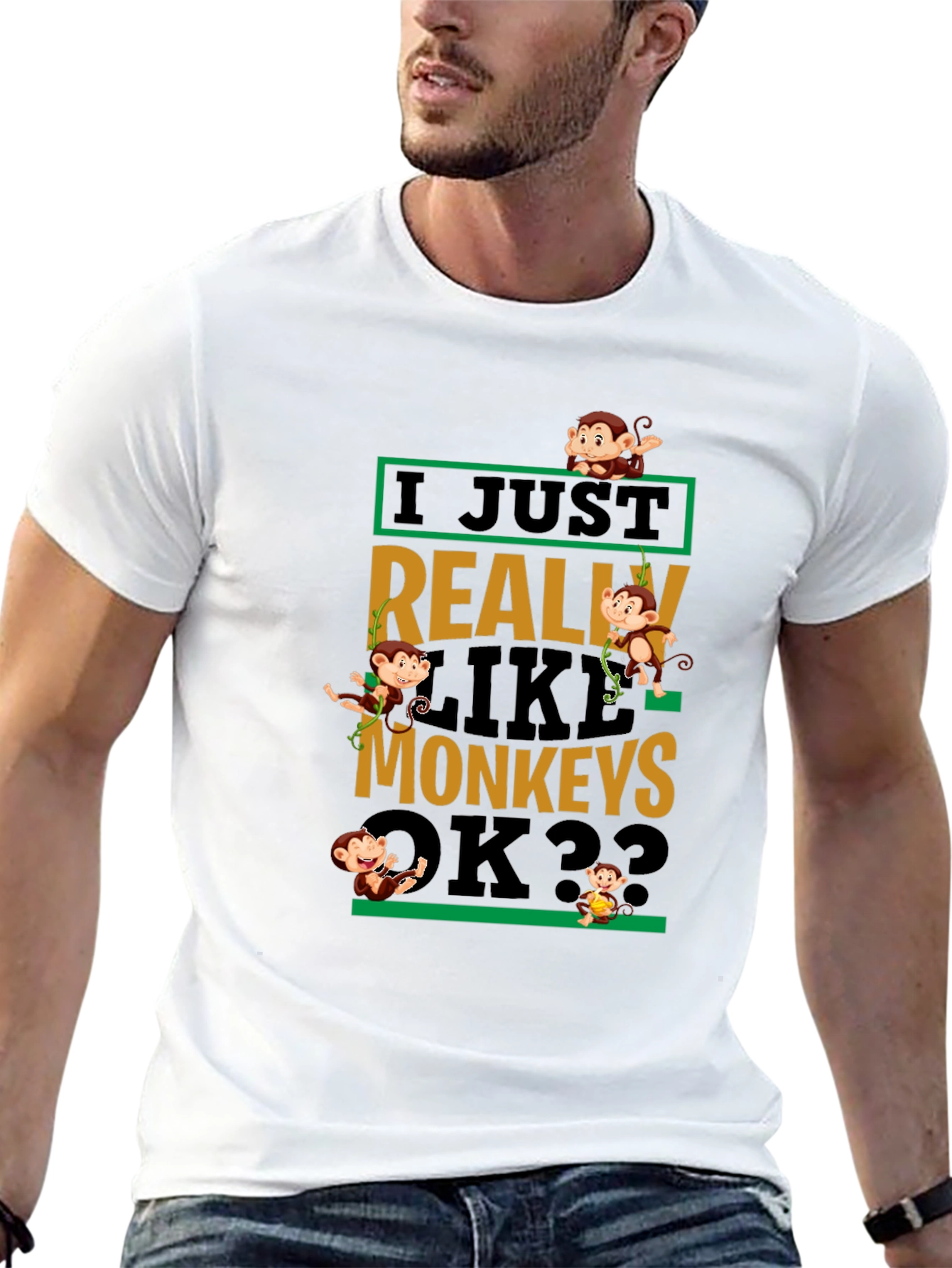 Black Monkey Graphic T-Shirt - I Just Really Like Monkeys OK?? view 13