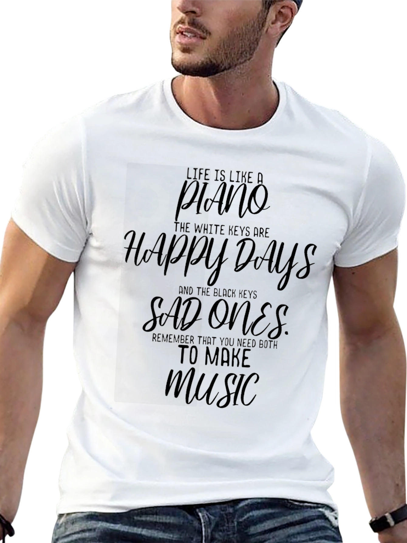 Black Piano Keys T-Shirt - Life is Like a Piano Tee view 13