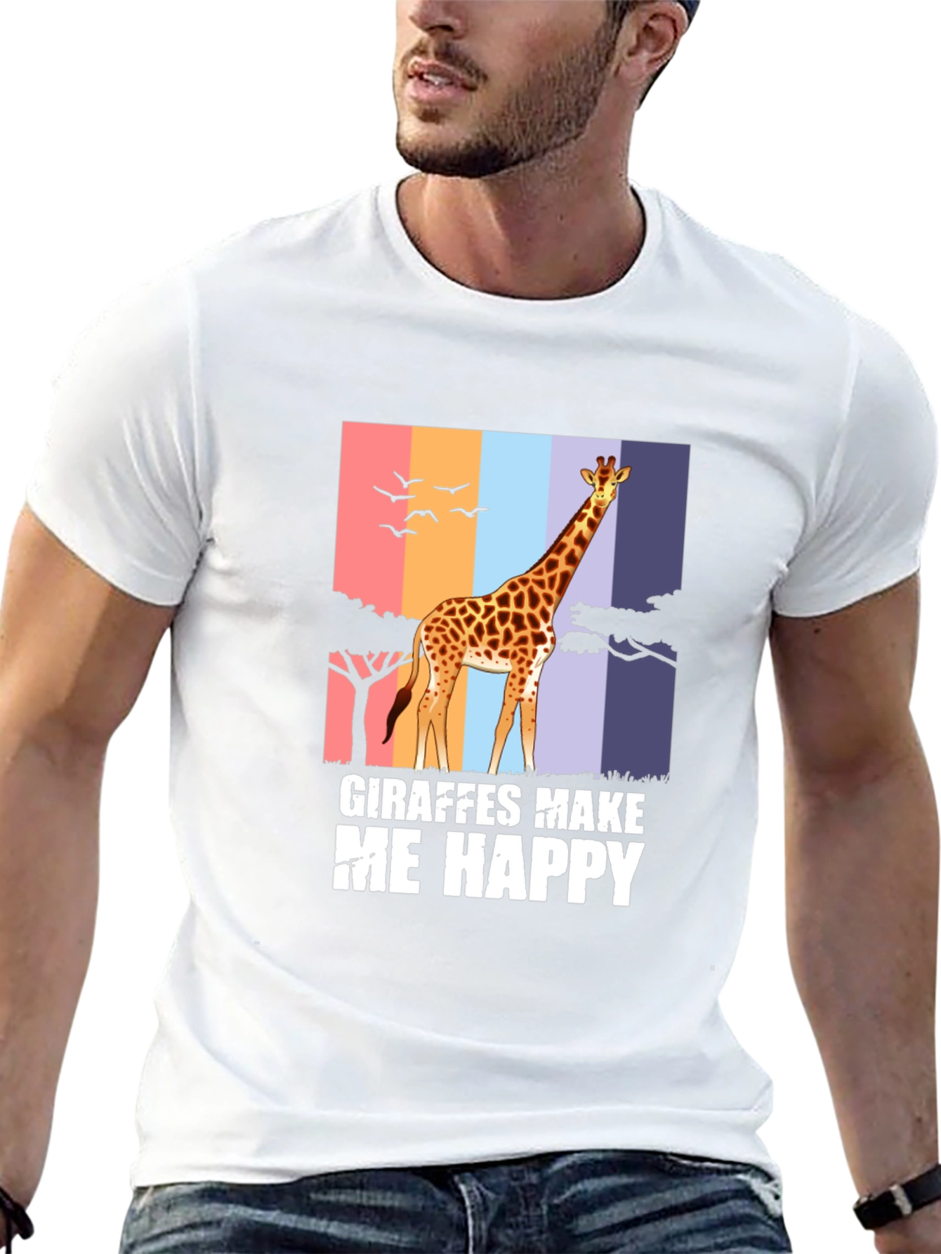 Black Giraffes Make Me Happy Graphic Tee view 13