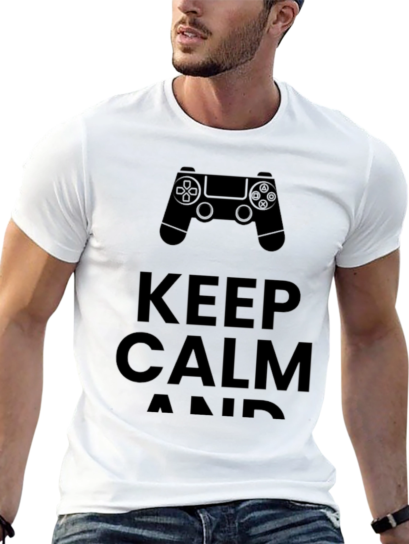 Black Keep Calm and Game On Black T-Shirt view 13