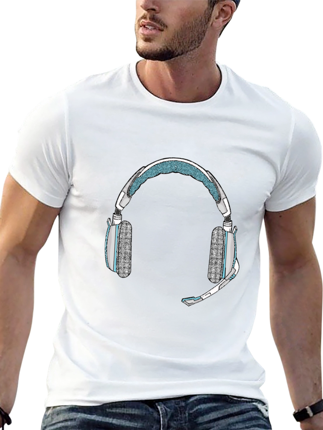 Black Gaming Headset T-Shirt - Gamer Style view 13
