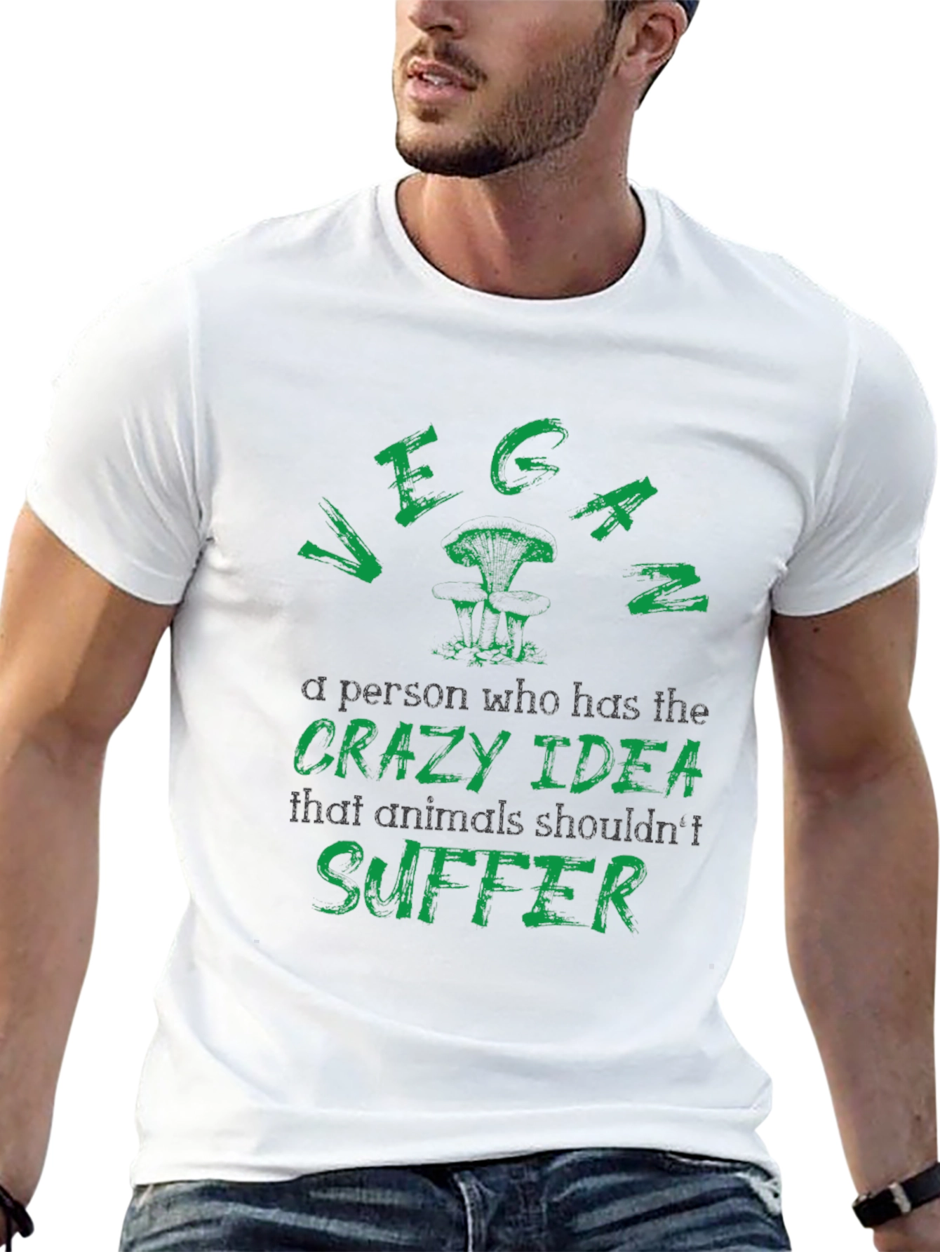Black Vegan T-Shirt: Animals Shouldn't Suffer view 13