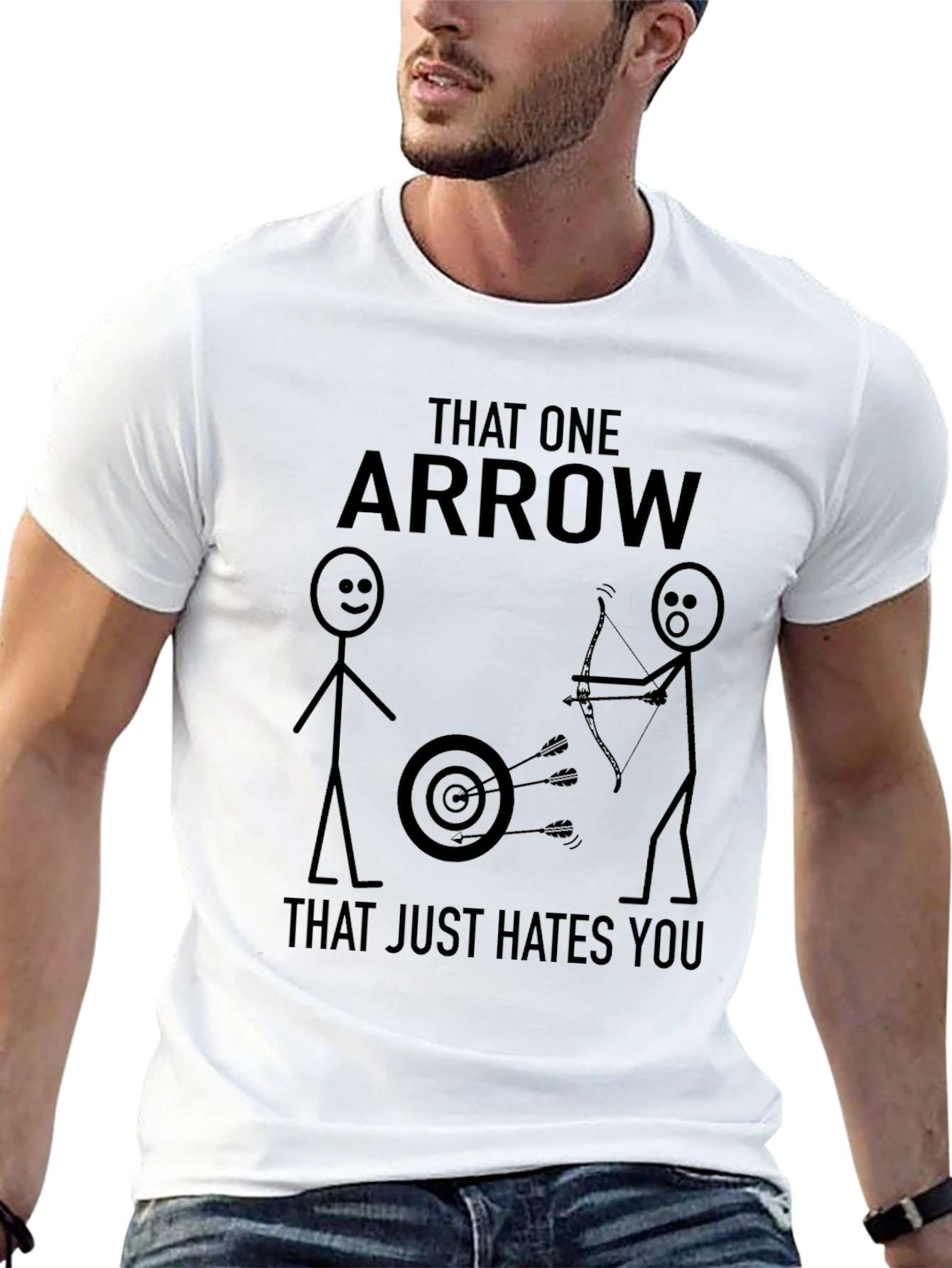 Black Humorous Archery T-Shirt - That One Arrow view 13