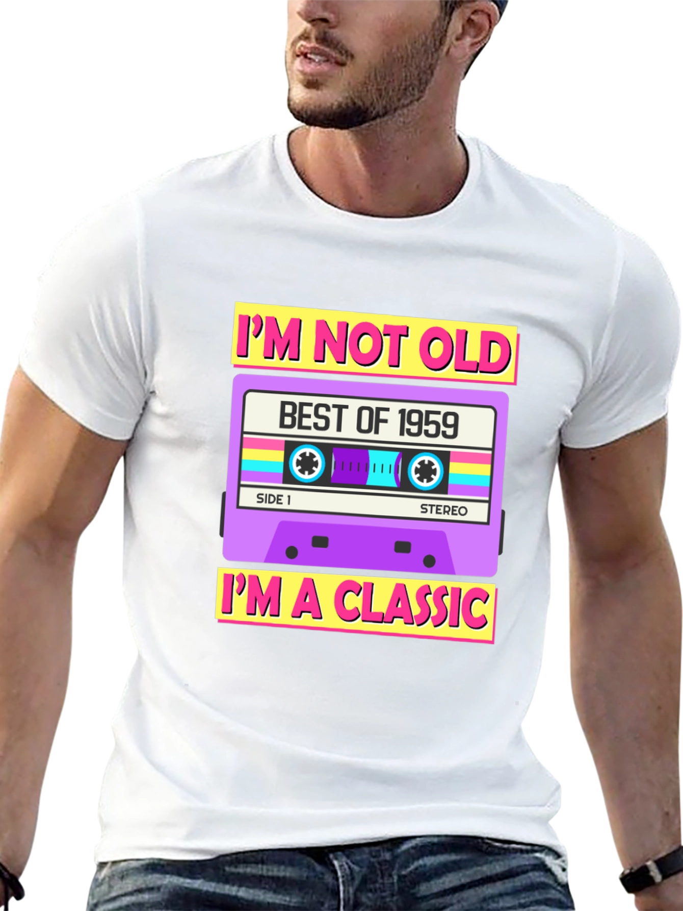 Black I'm Not Old I'm A Classic 1959 Cassette Tape T-Shirt view 13