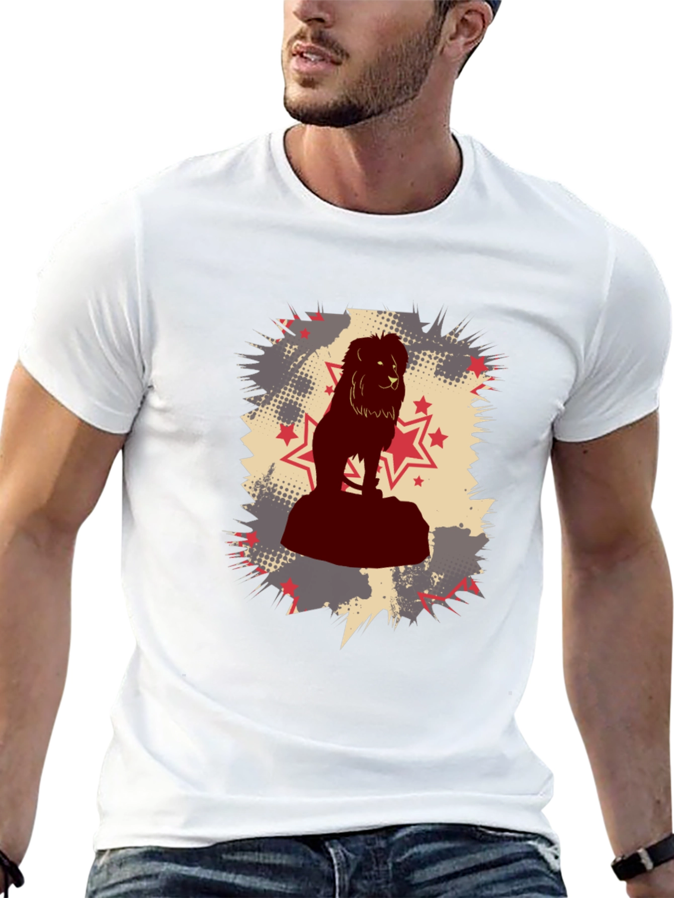 Black Lion Star Graphic Black T-Shirt view 13