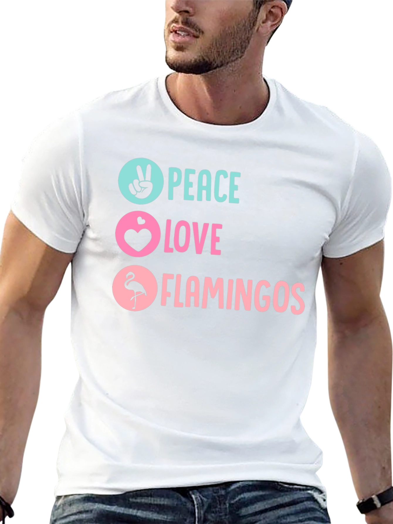 Peace Love Flamingos Graphic T-Shirt - 13