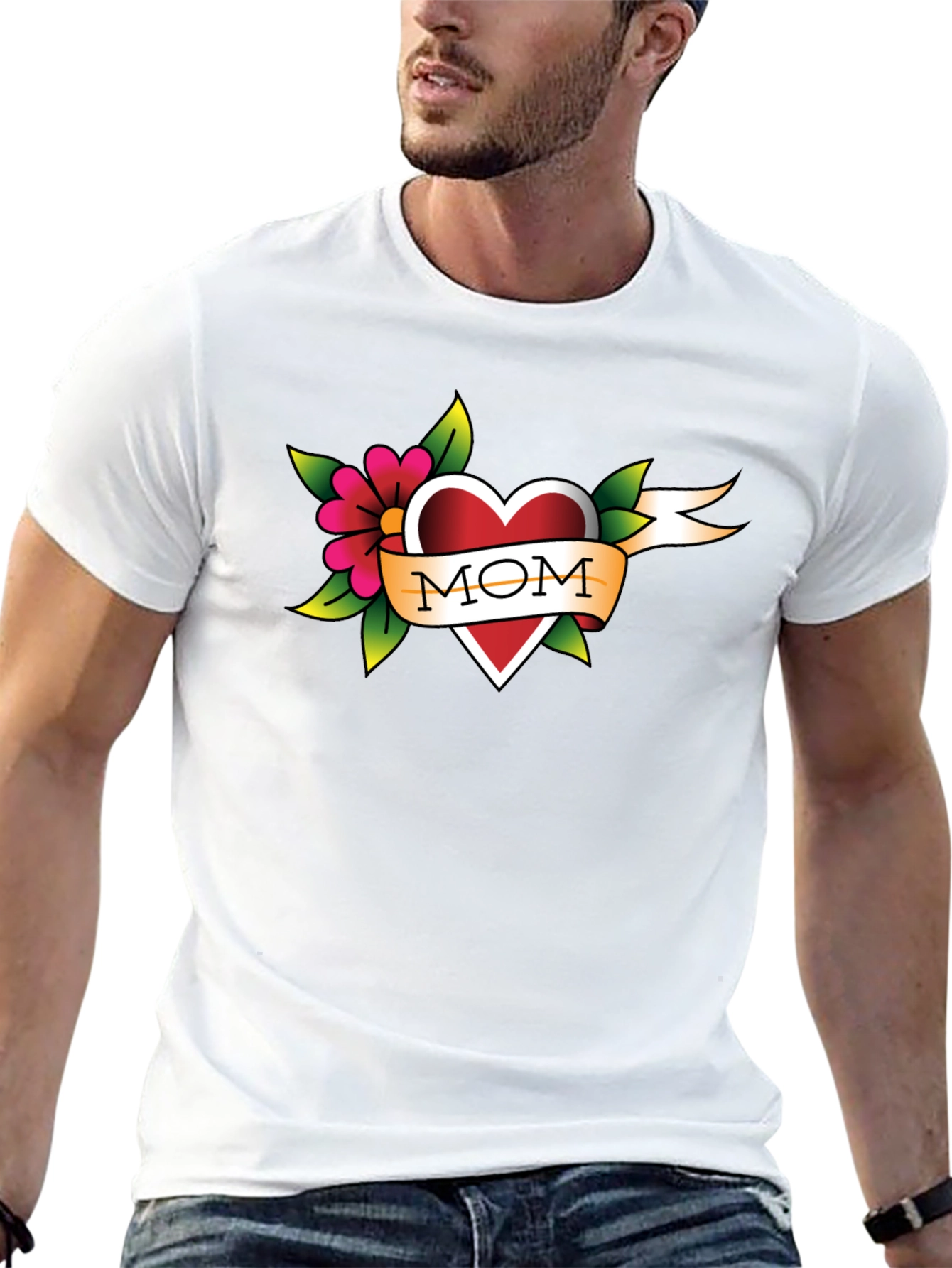 Black Mom Tattoo Style Heart T-Shirt view 13