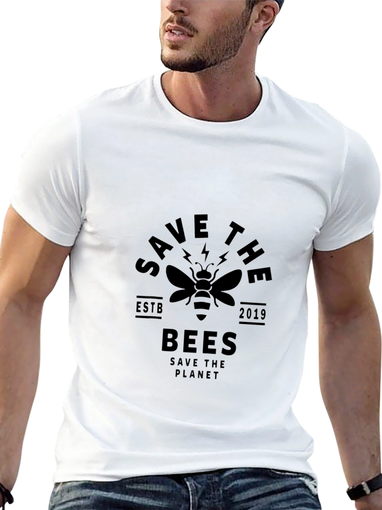 Black Save the Bees Graphic T-Shirt - Protect Our Planet view 13