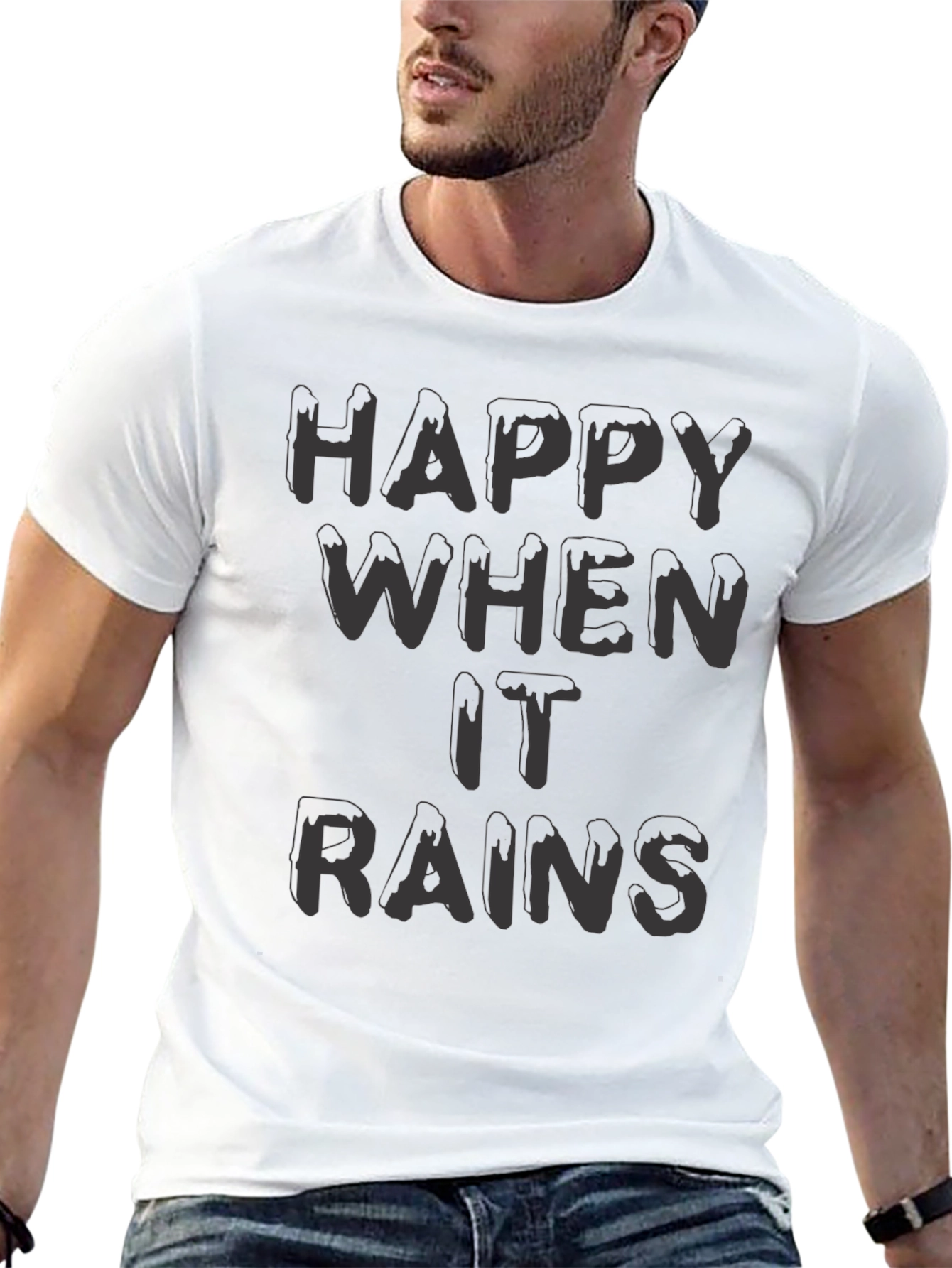 Black Happy When It Rains Graphic T-Shirt view 13