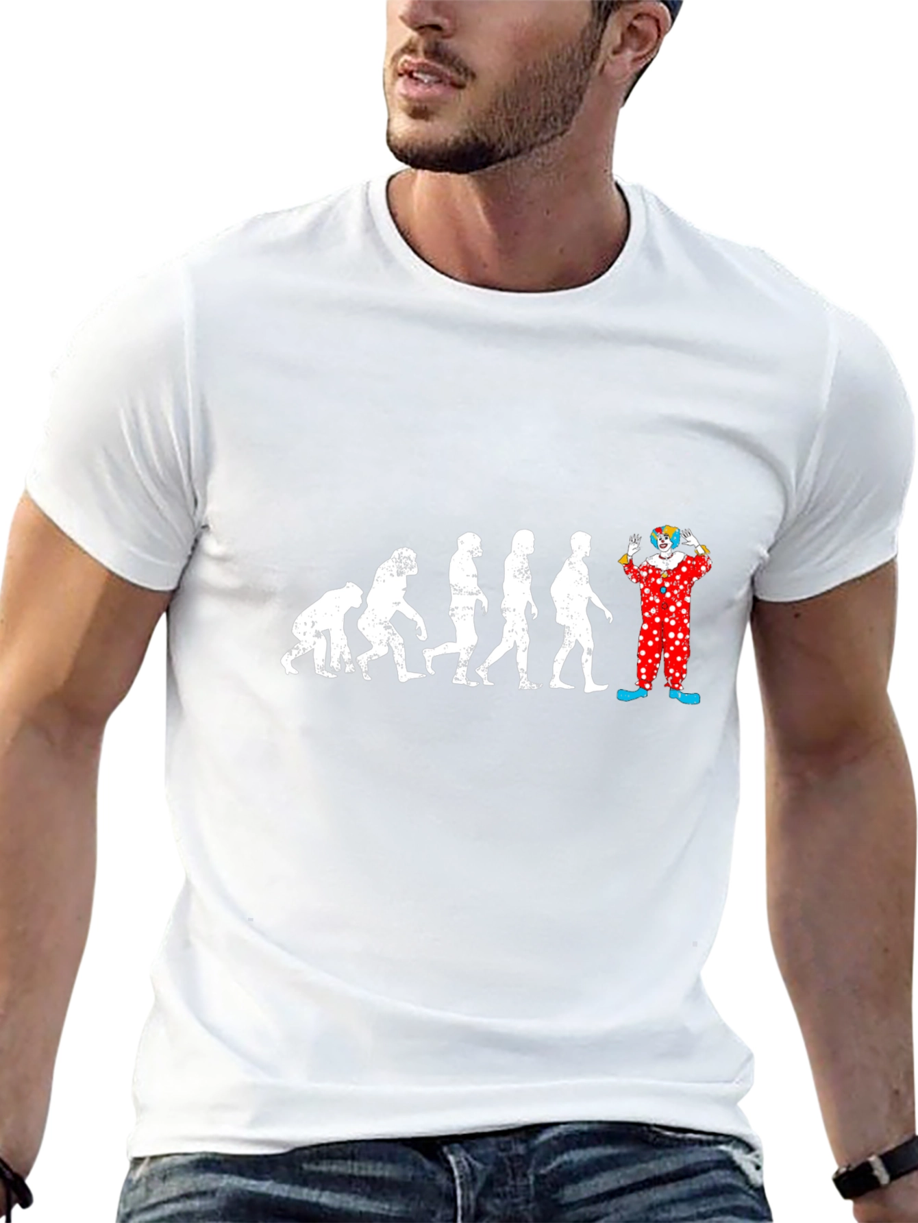 Black Evolution to Clown Graphic T-Shirt - Funny Design view 13