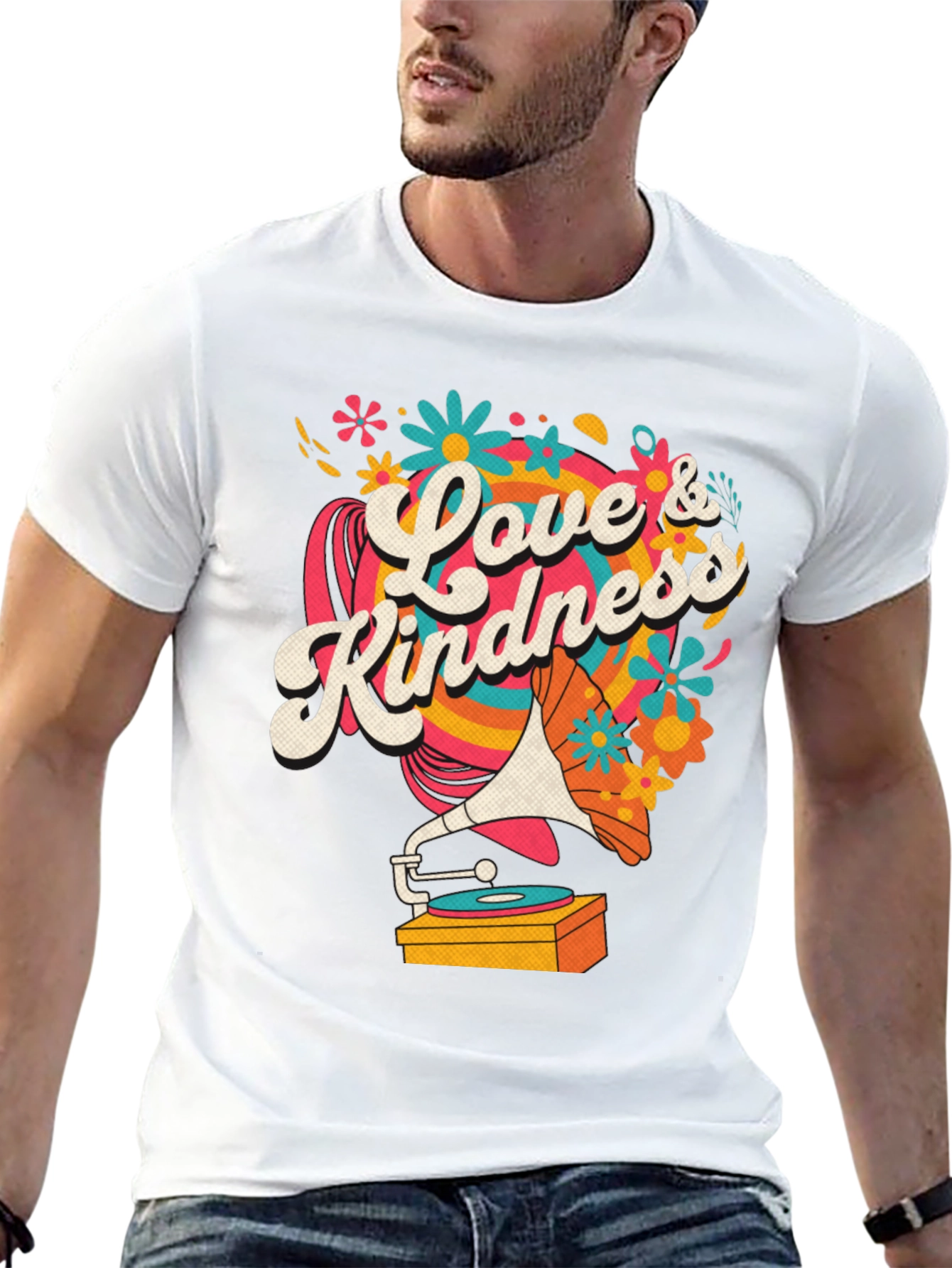 Black Love & Kindness Graphic Tee - Retro Record Player view 13