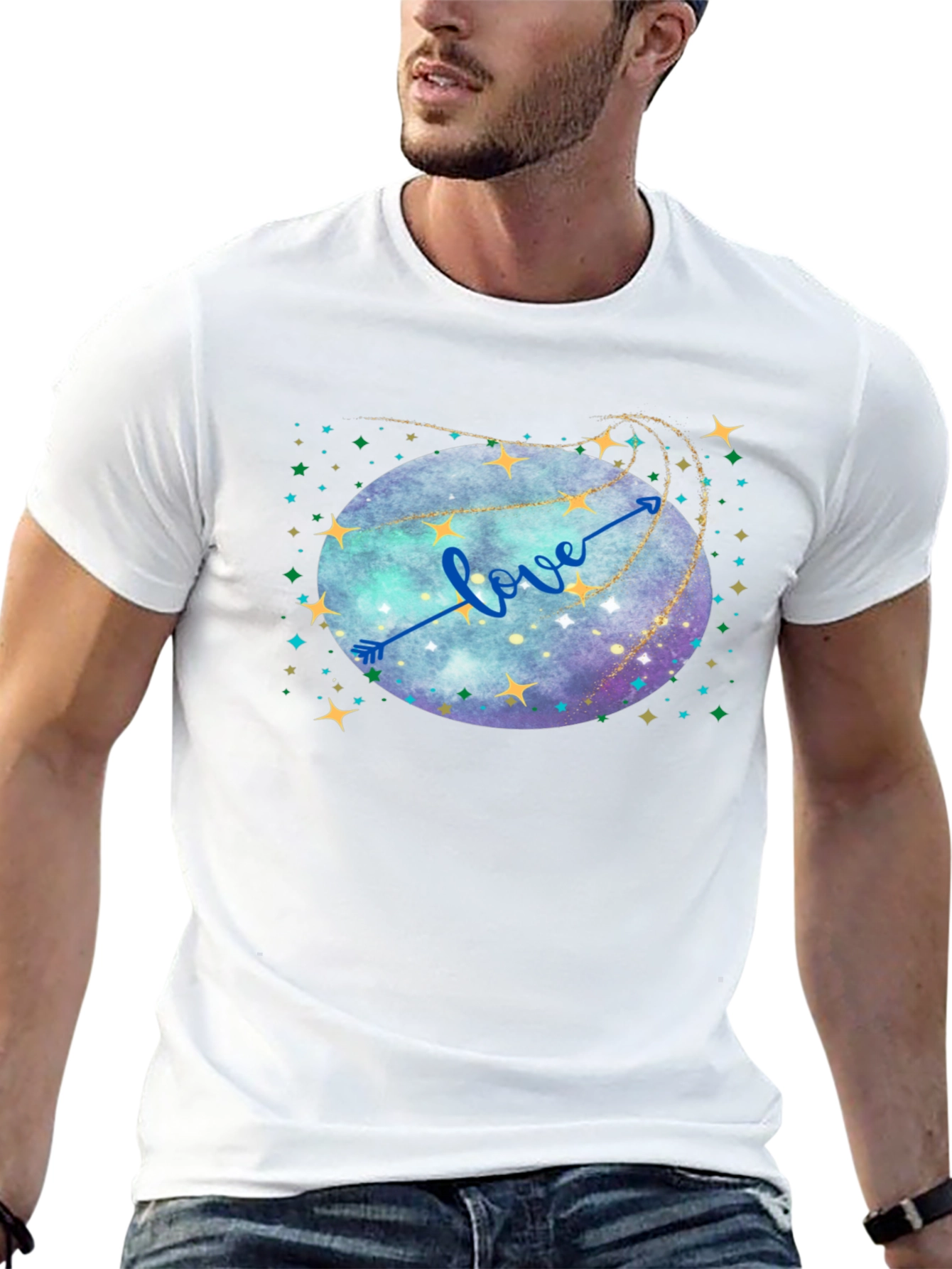Black Love Arrow Galaxy T-Shirt view 13