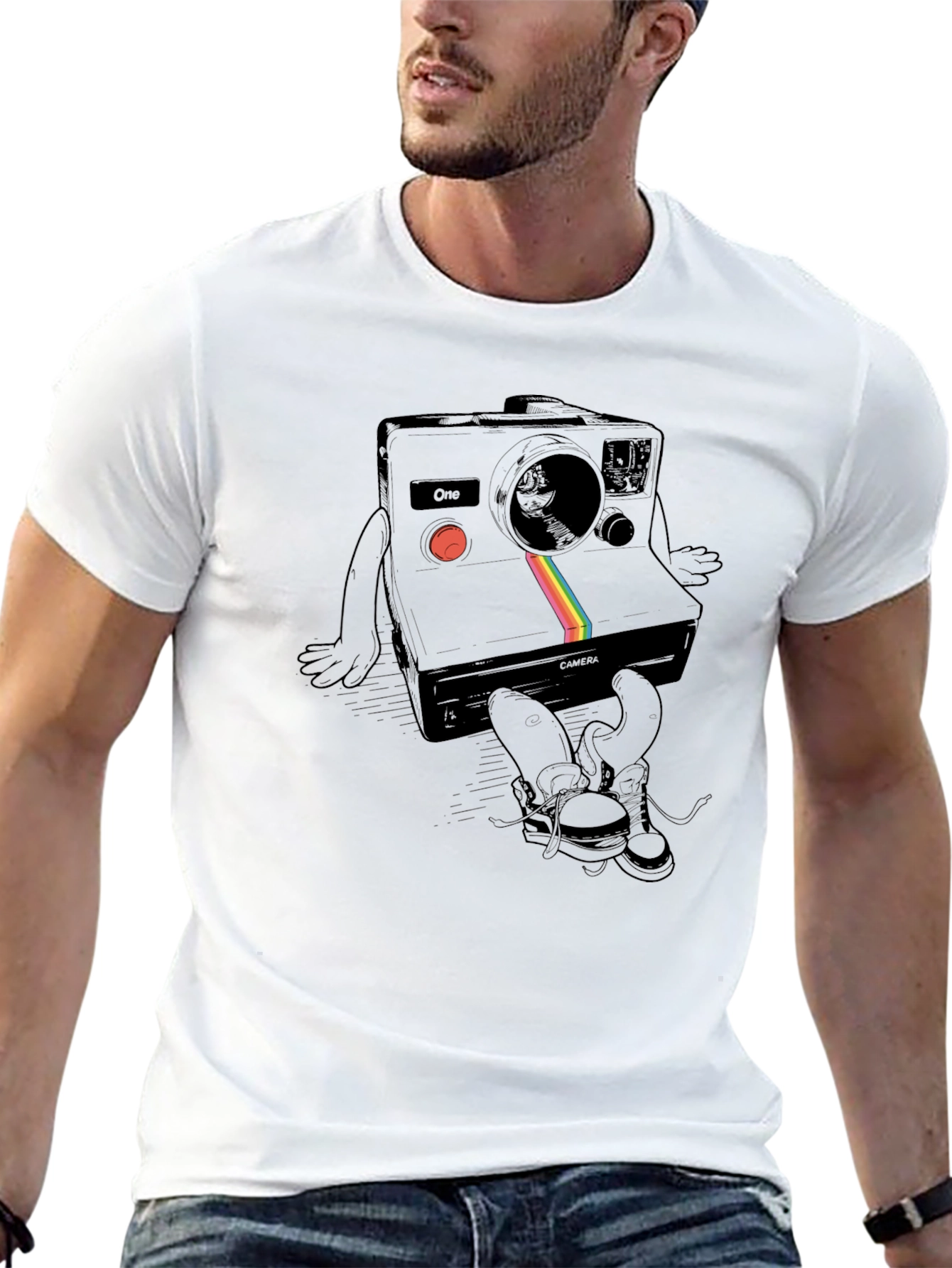 Black Retro Camera Graphic Tee - Unisex Black T-Shirt view 13