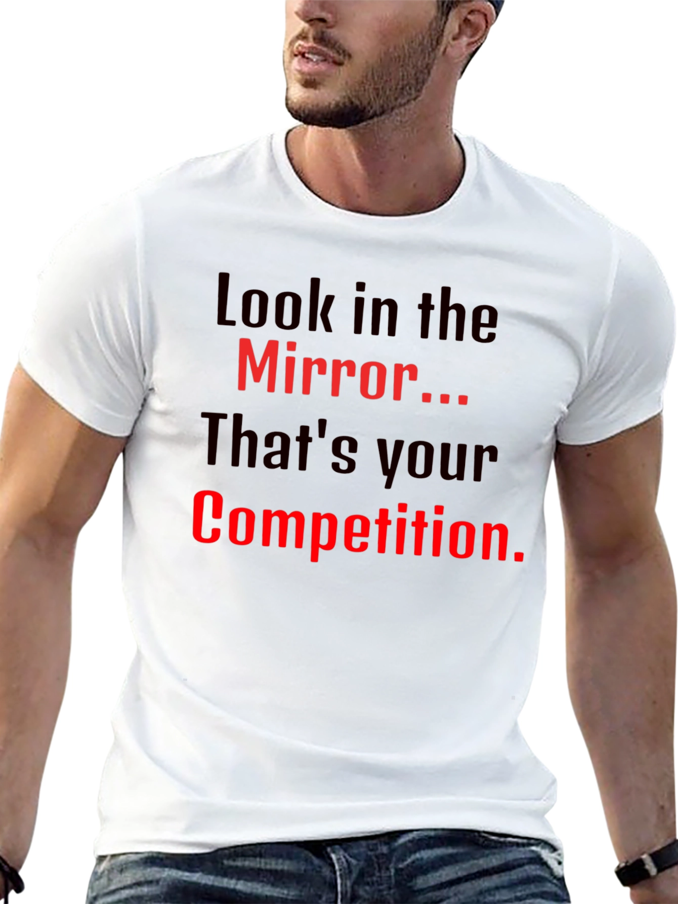 Black Motivational Mirror Competition Black T-Shirt view 13