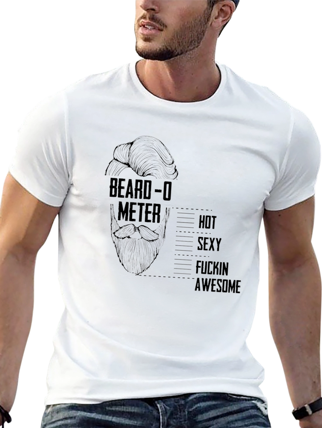 Black Beard-O-Meter Graphic Tee - Funny Mens T-Shirt view 13