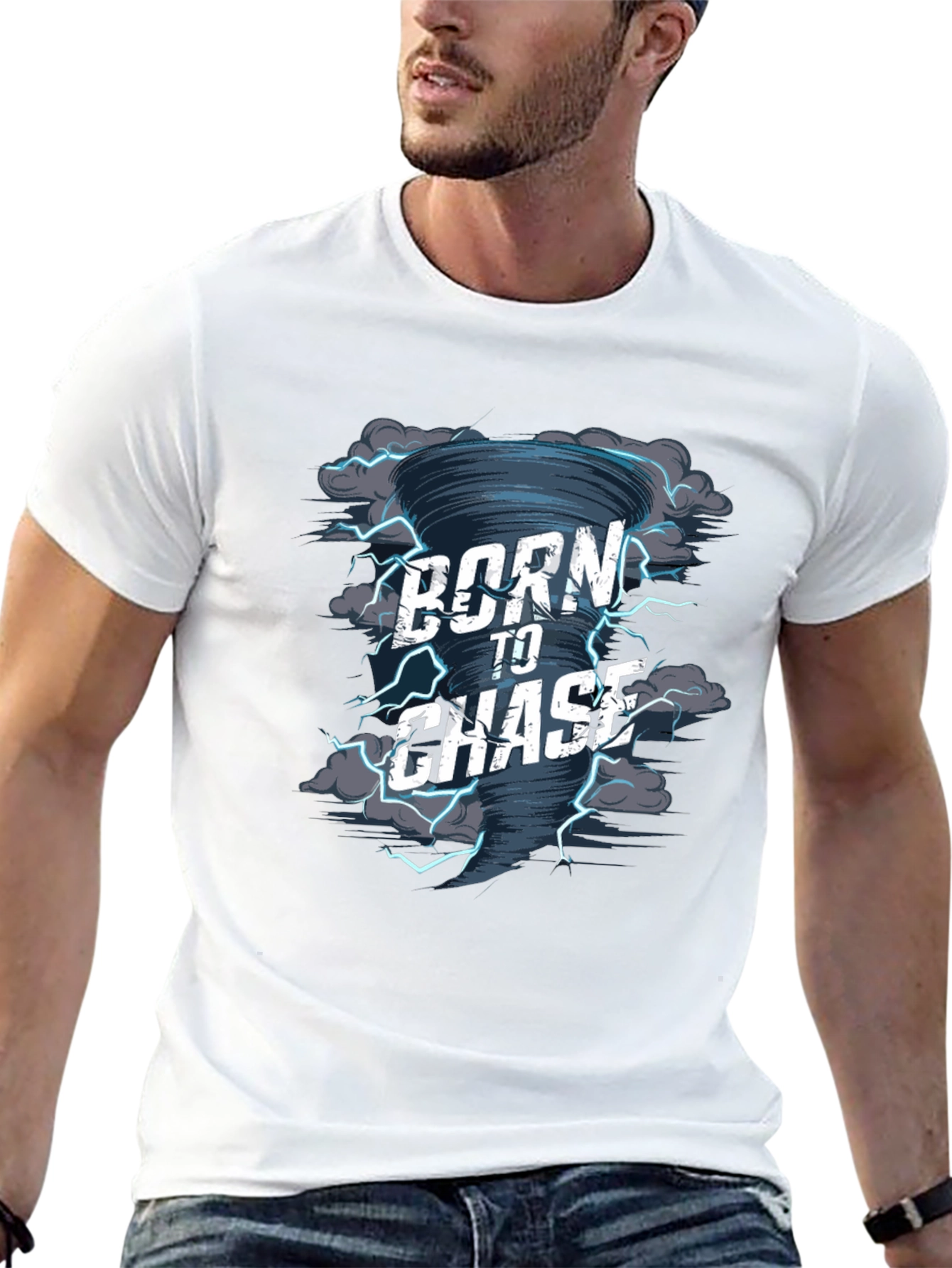 Black Born to Chase Tornado Graphic T-Shirt view 13