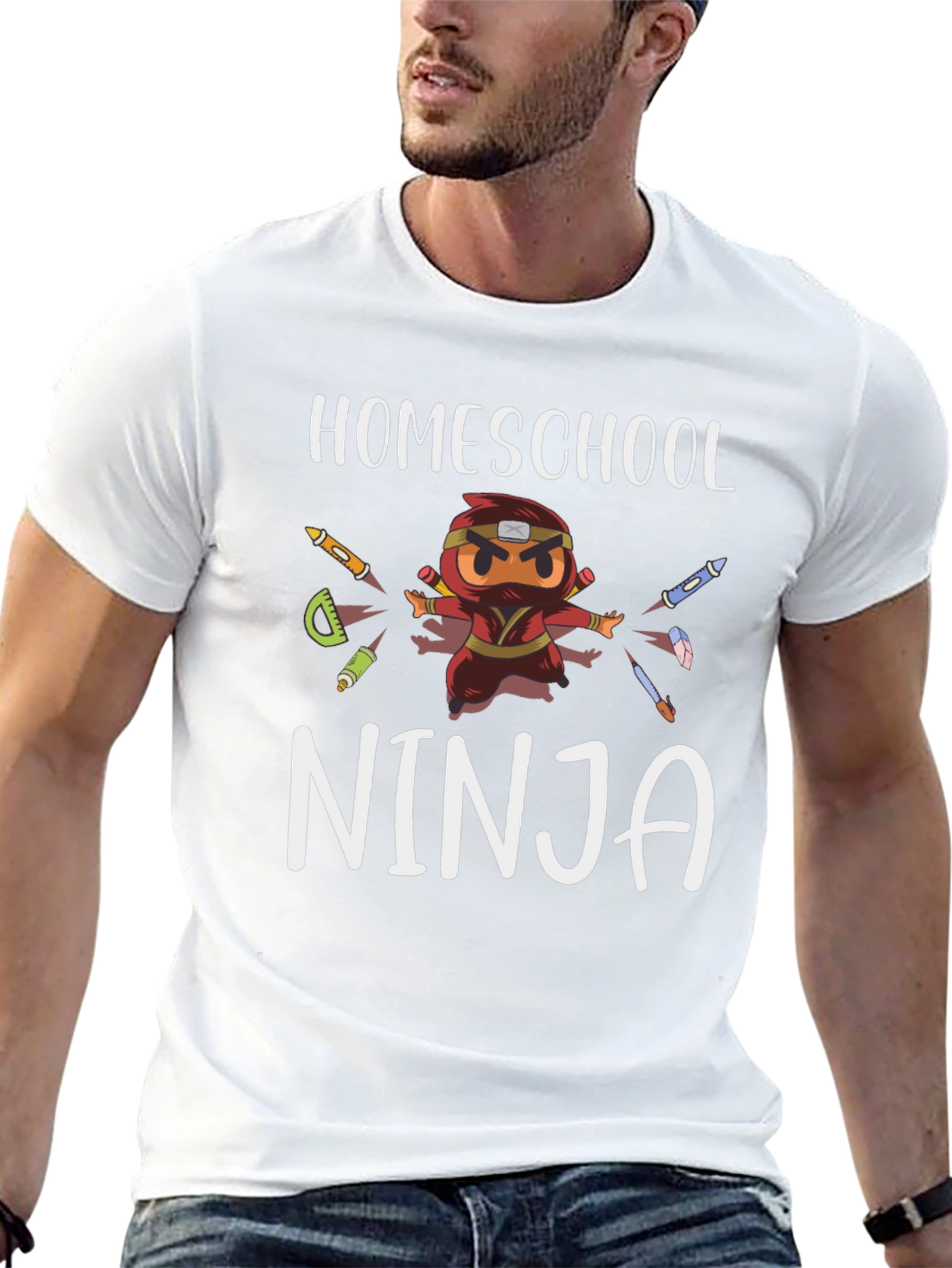Black Homeschool Ninja T-Shirt - Fun Homeschool Apparel view 13