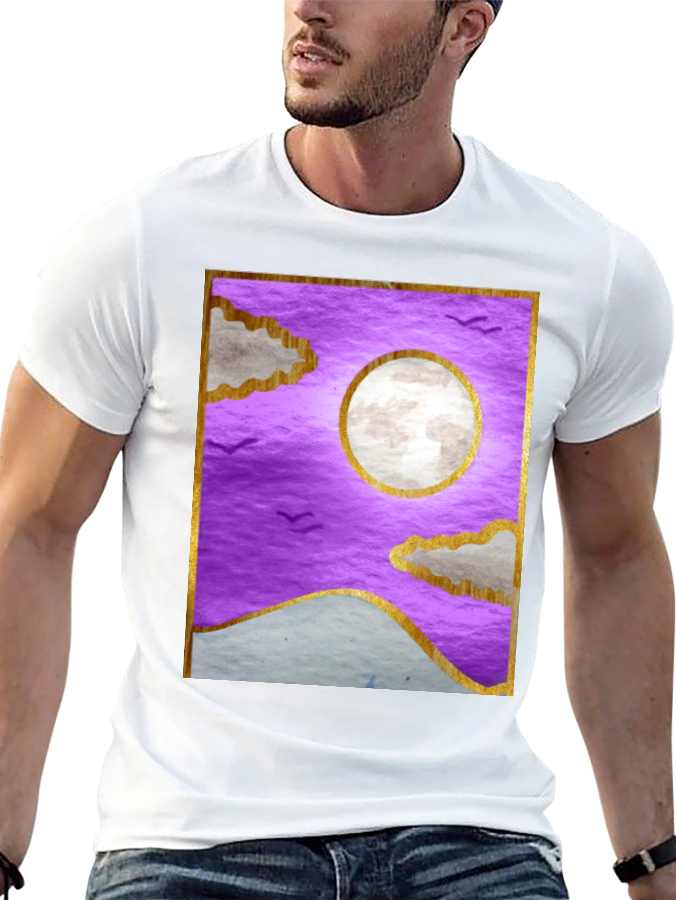 Black Purple Moonscape Graphic T-Shirt view 13