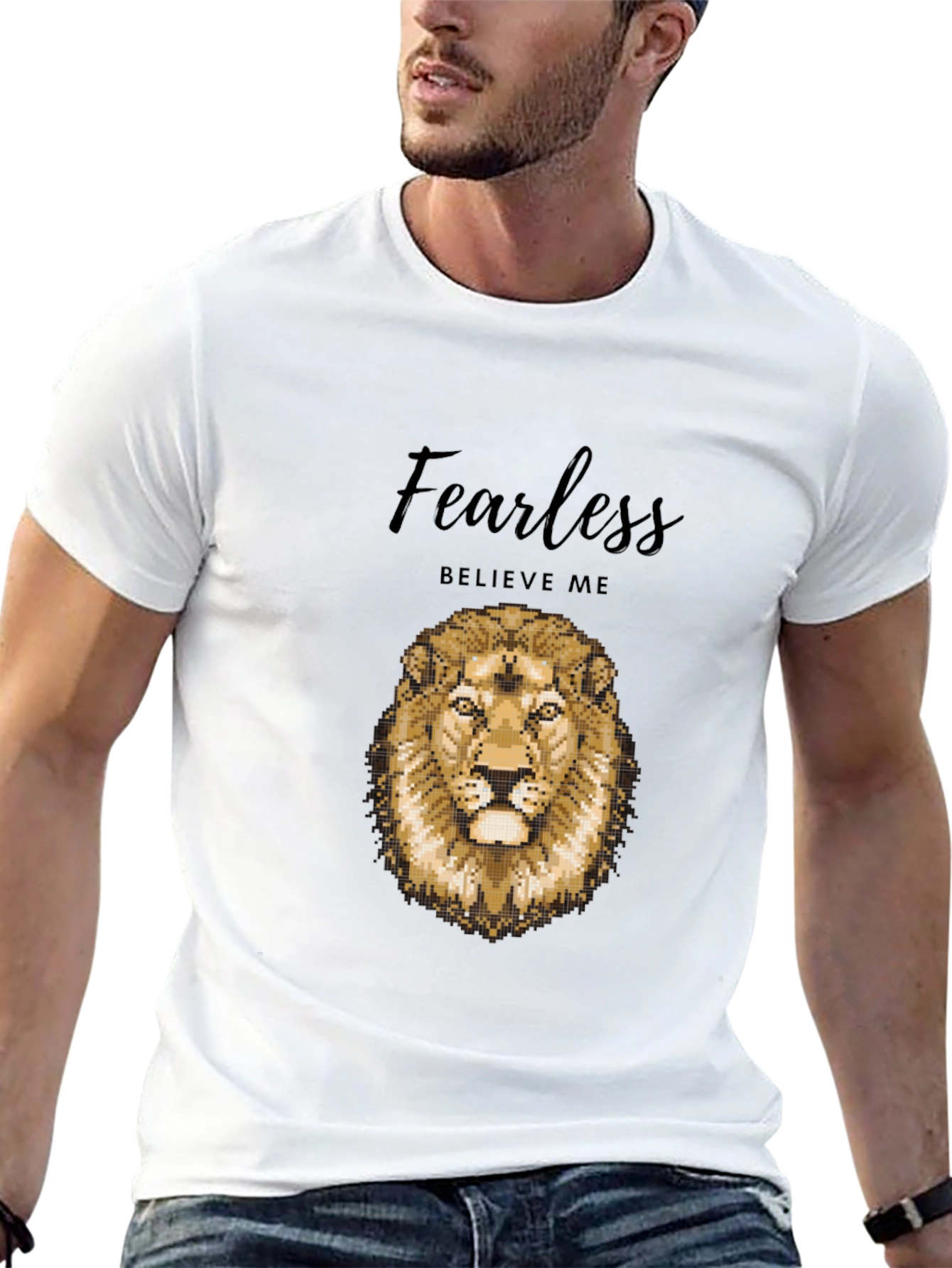 Black Fearless Lion Graphic Tee - Premium Cotton Blend view 13