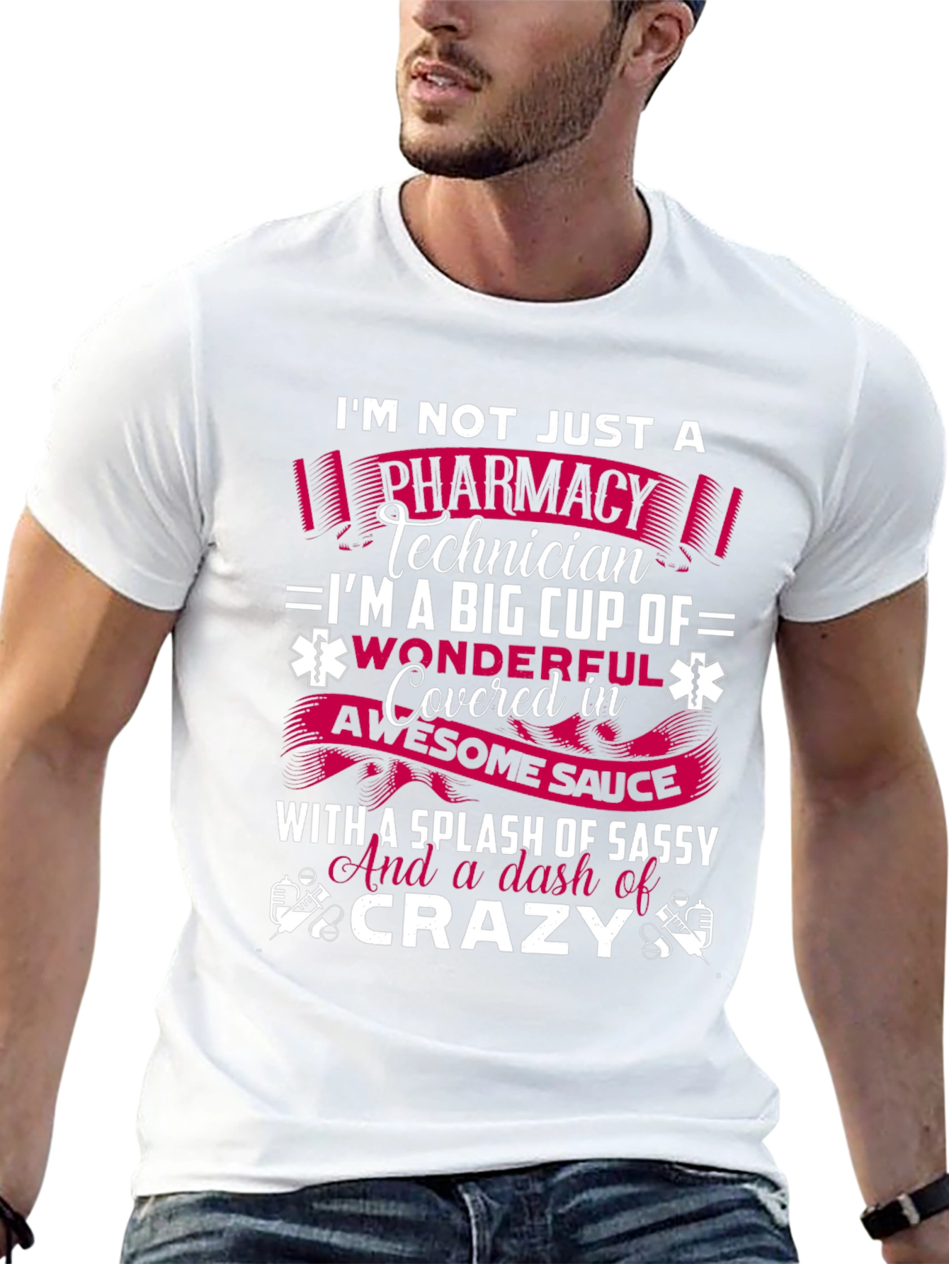 Black Pharmacy Technician Sassy Crazy Graphic Tee view 13