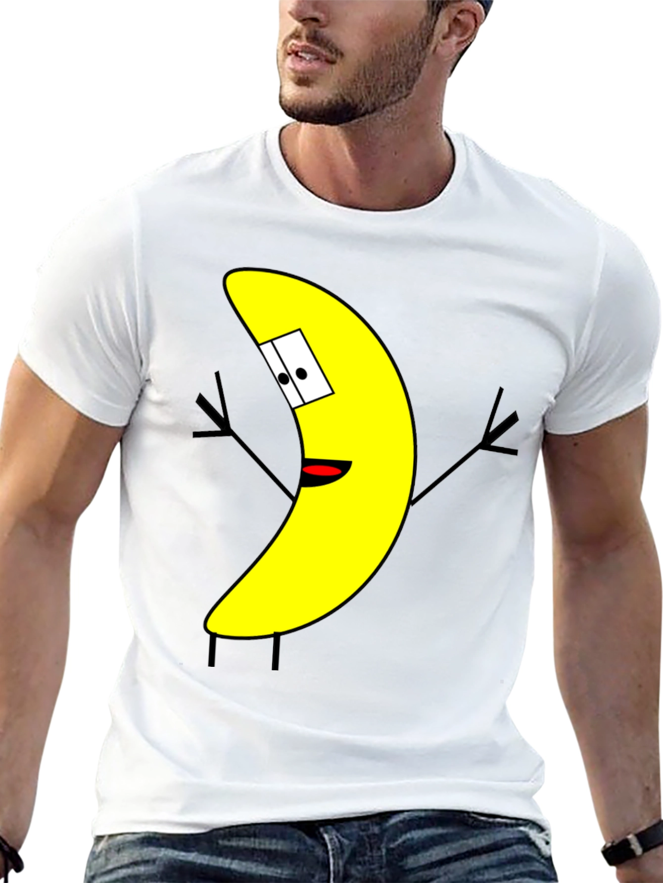 Black Banana Cartoon Character Black T-Shirt view 13