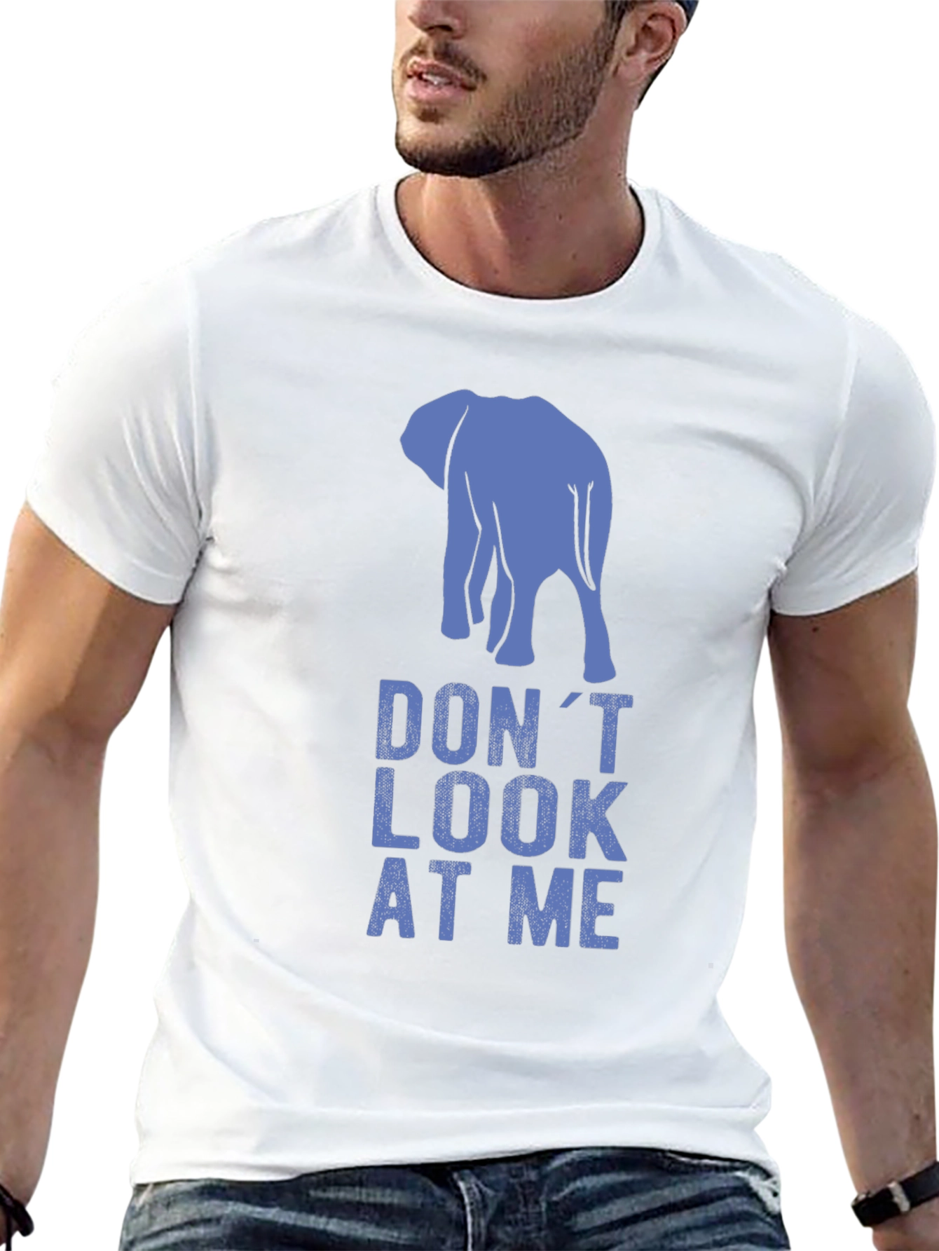 Black Don't Look At Me Elephant Graphic Tee view 13