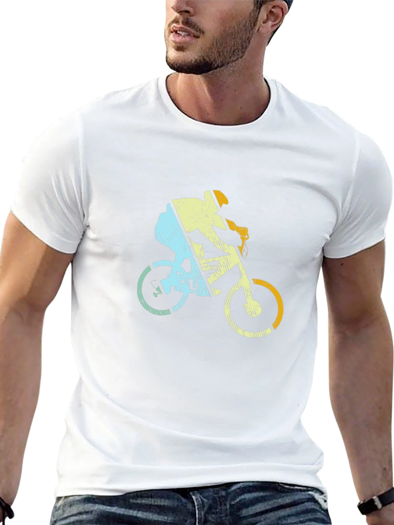 Black Retro Cycling T-Shirt - Mountain Bike Rider Design view 13