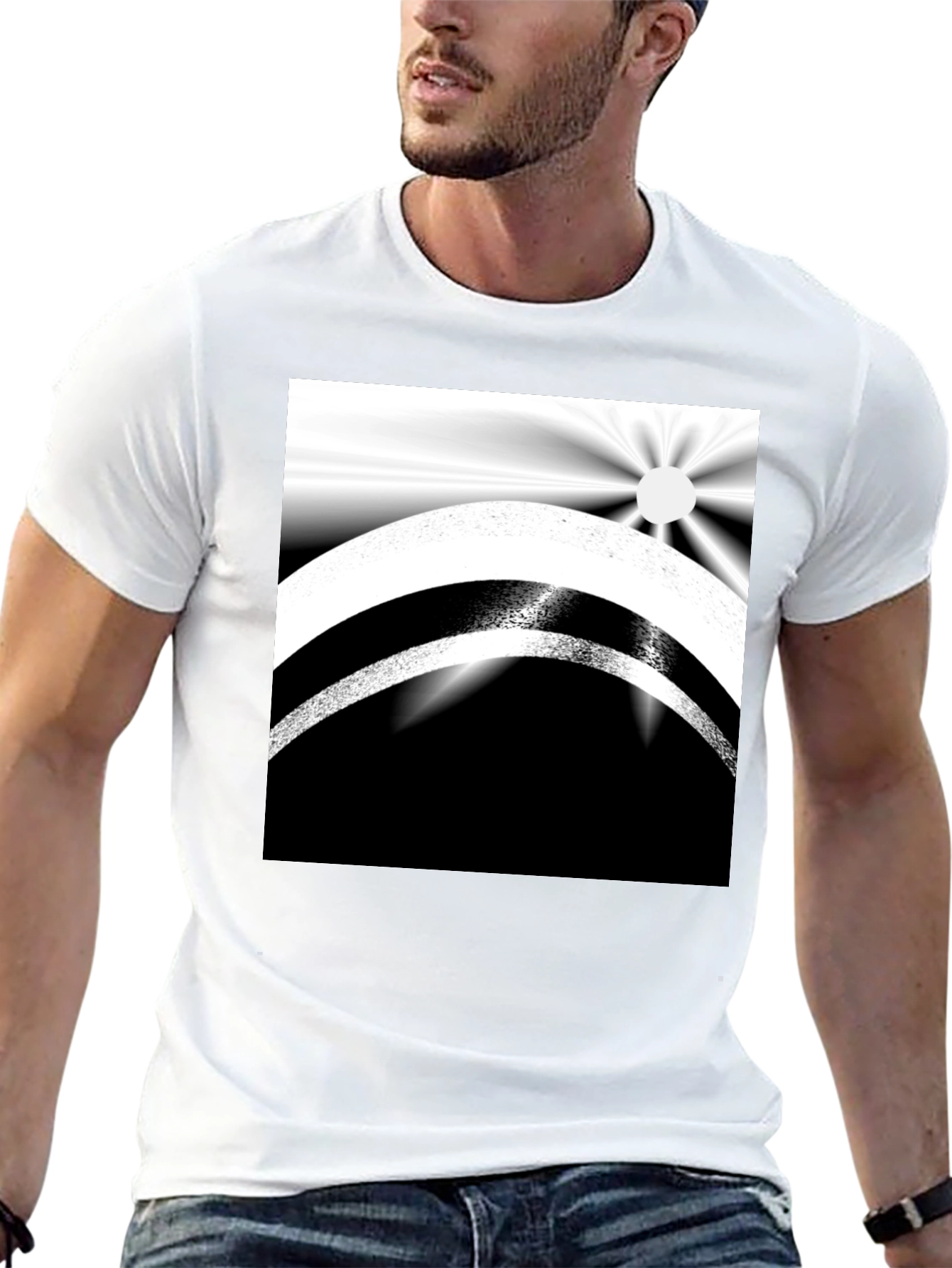 Black Abstract Black and White Graphic Tee view 13