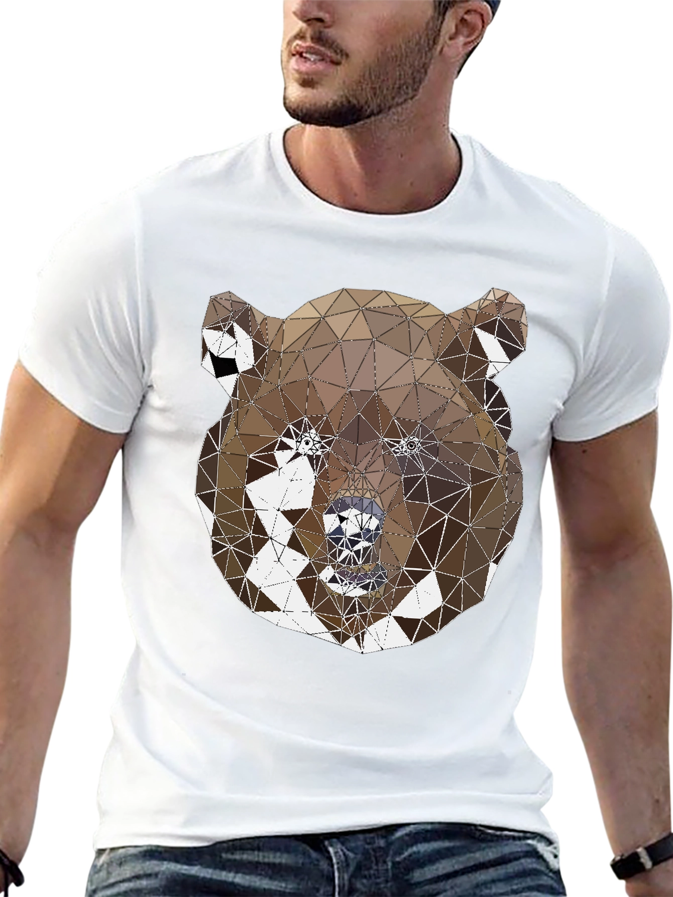 Black Geometric Bear Graphic Tee - Modern Animal Design view 13